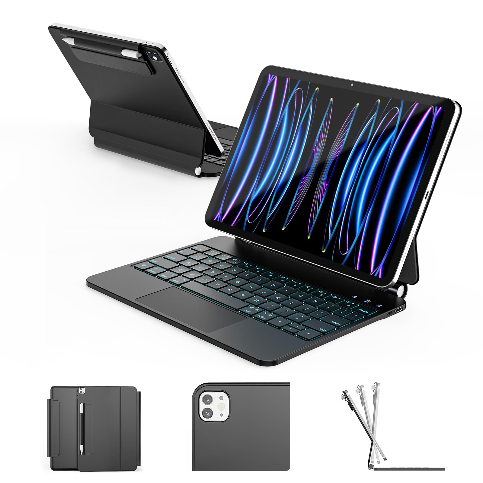 RAYMCRAFT for iPad Air 11 / Pro 11 Case Keyboard, Magnetic Floating Stand