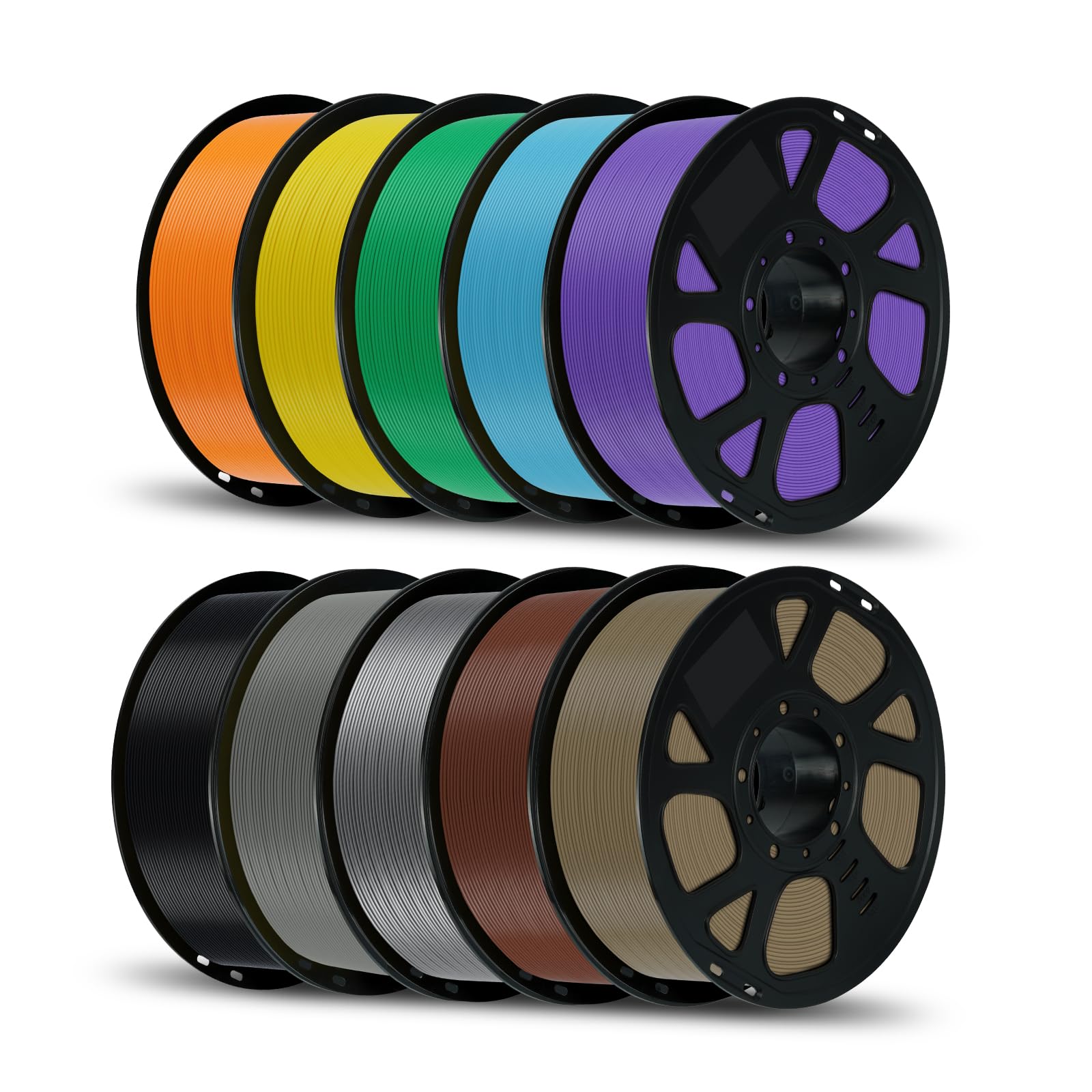 Kingroon 1.75mm PLA Filament 10KG Bundle 10x1KG Spools, Dimensional Accuracy +/- 0.03mm, Tangle-Free 3D PLA Multi-Color Pack (Or