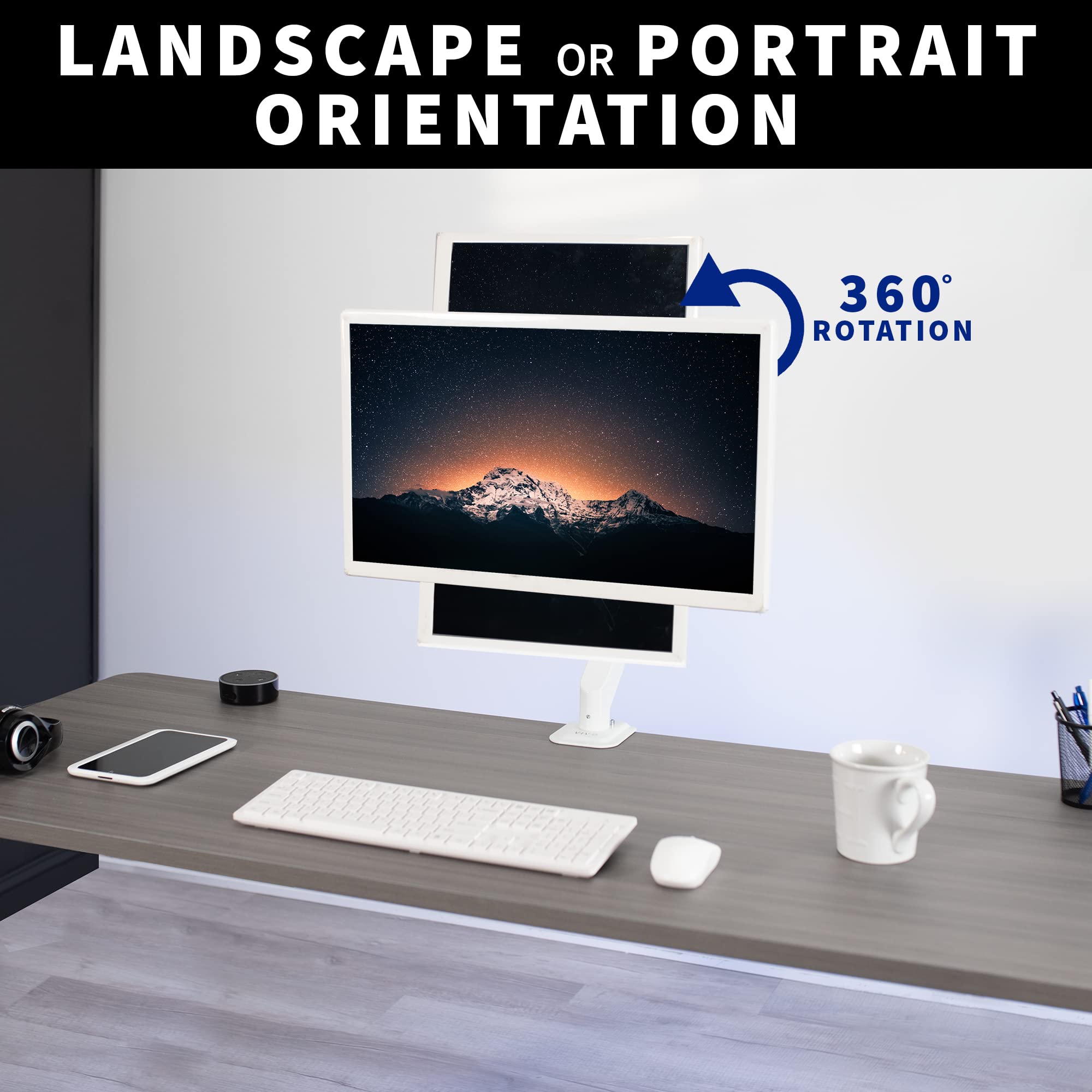 VIVO Articulating Single 17 to 27 inch Pneumatic Spring Arm Clamp on Desk Mount Stand | Fits 1 Monitor Screen with Max VESA 100x100, White (STAND V101OW)