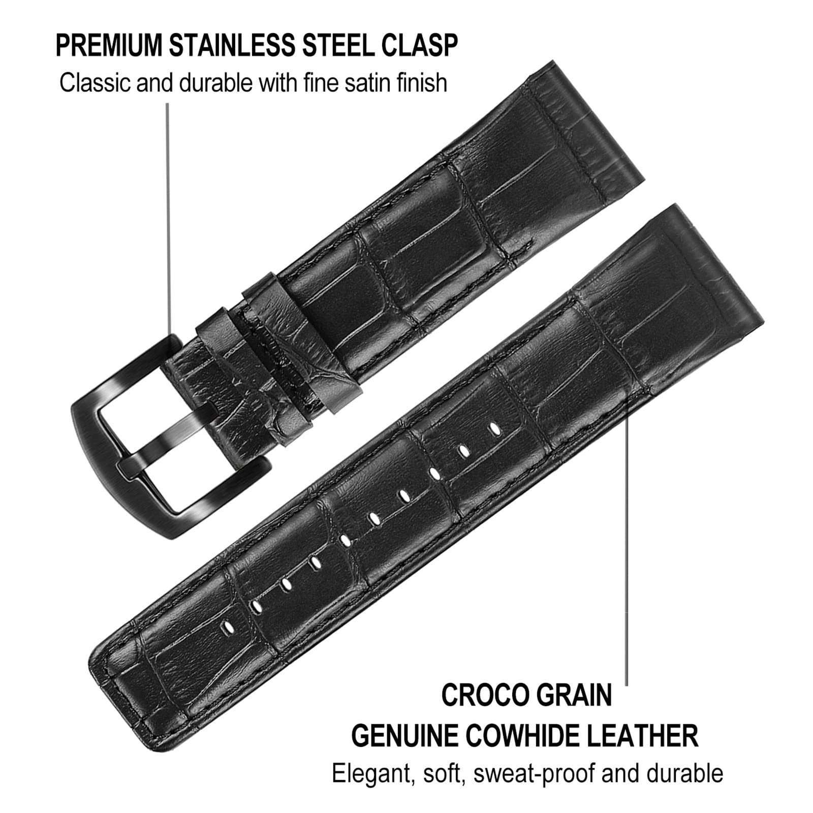 Trumirr Watch Band For Fenix 8 47Mm / E / 7/6 Pro / 5 Plus, 22Mm Quick Fit Watchband Leather Strap For Garmin Epix Pro 47Mm / In