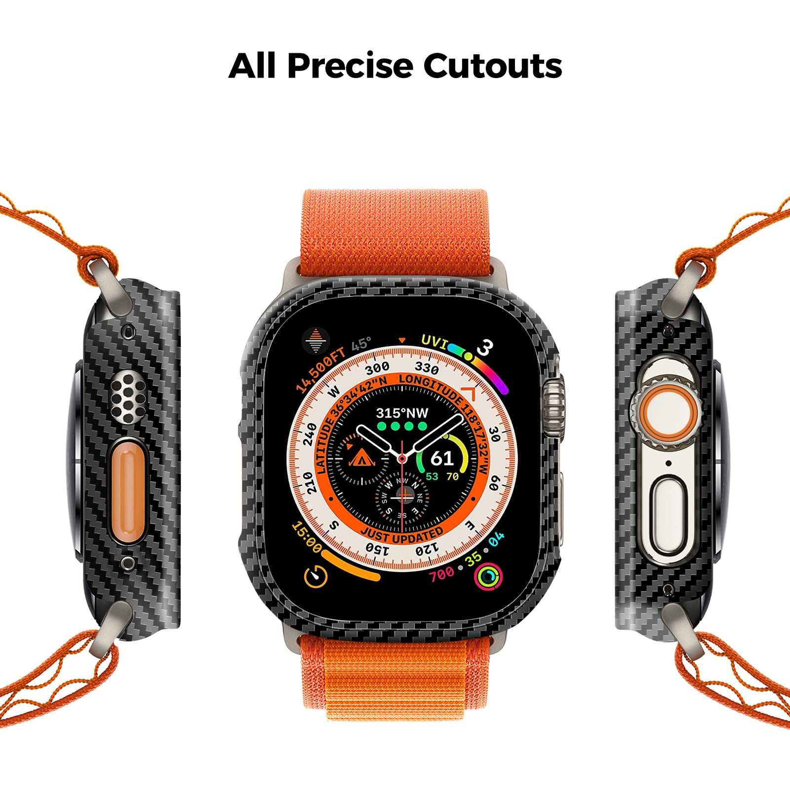 Monocarbon Real Carbon Fiber Case For 49Mm Apple Watch Ultra 1&2 Universal,Dropproof Anti-Scratch Slim Protective Hard Cover For