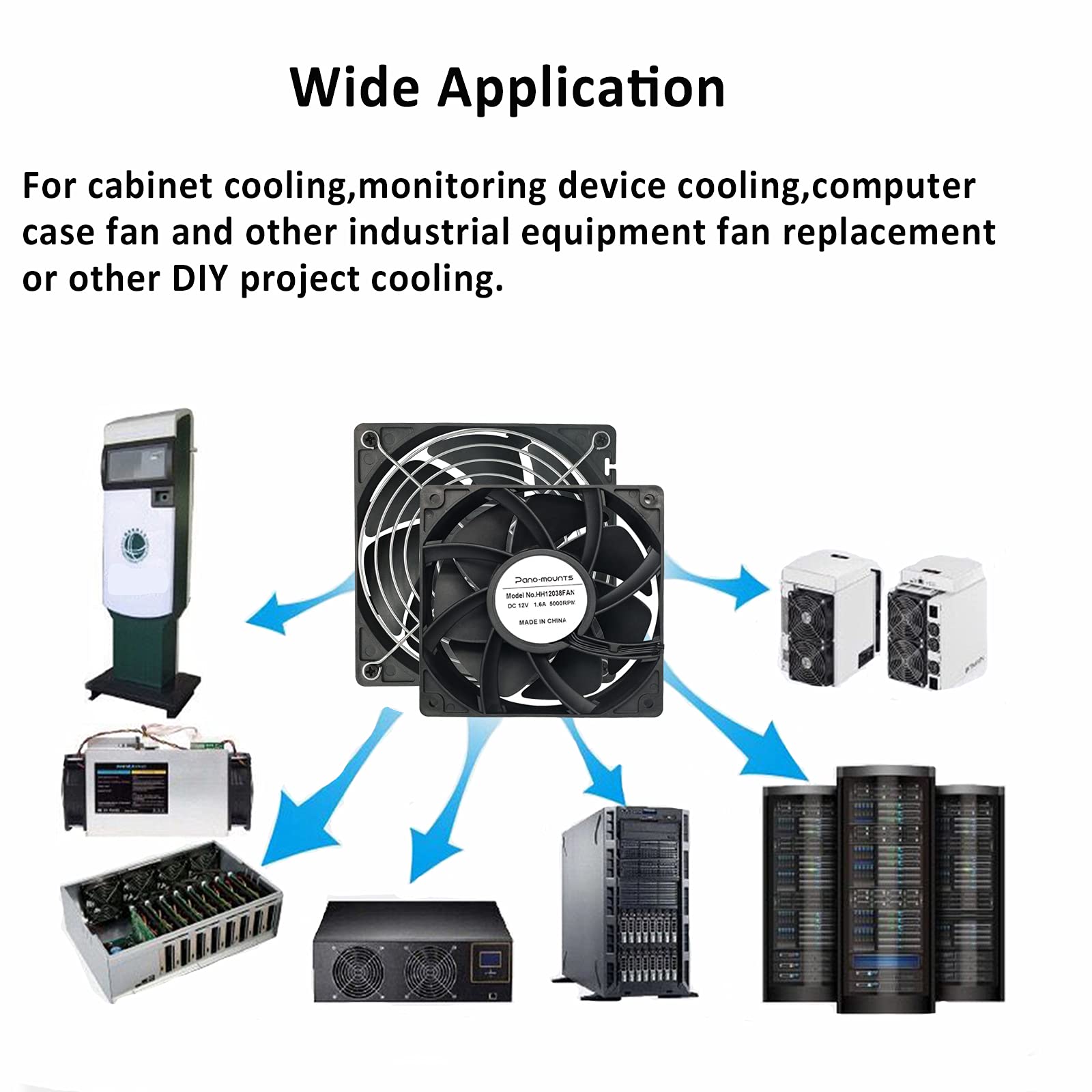 2 Pack 120Mm 12V Dc 12038 120Mm X 38Mm 4.72Inch High Speed Dual Ball Bearing 4Pin Antminer Fan Pwm High Cfm Brushless Pc Compute