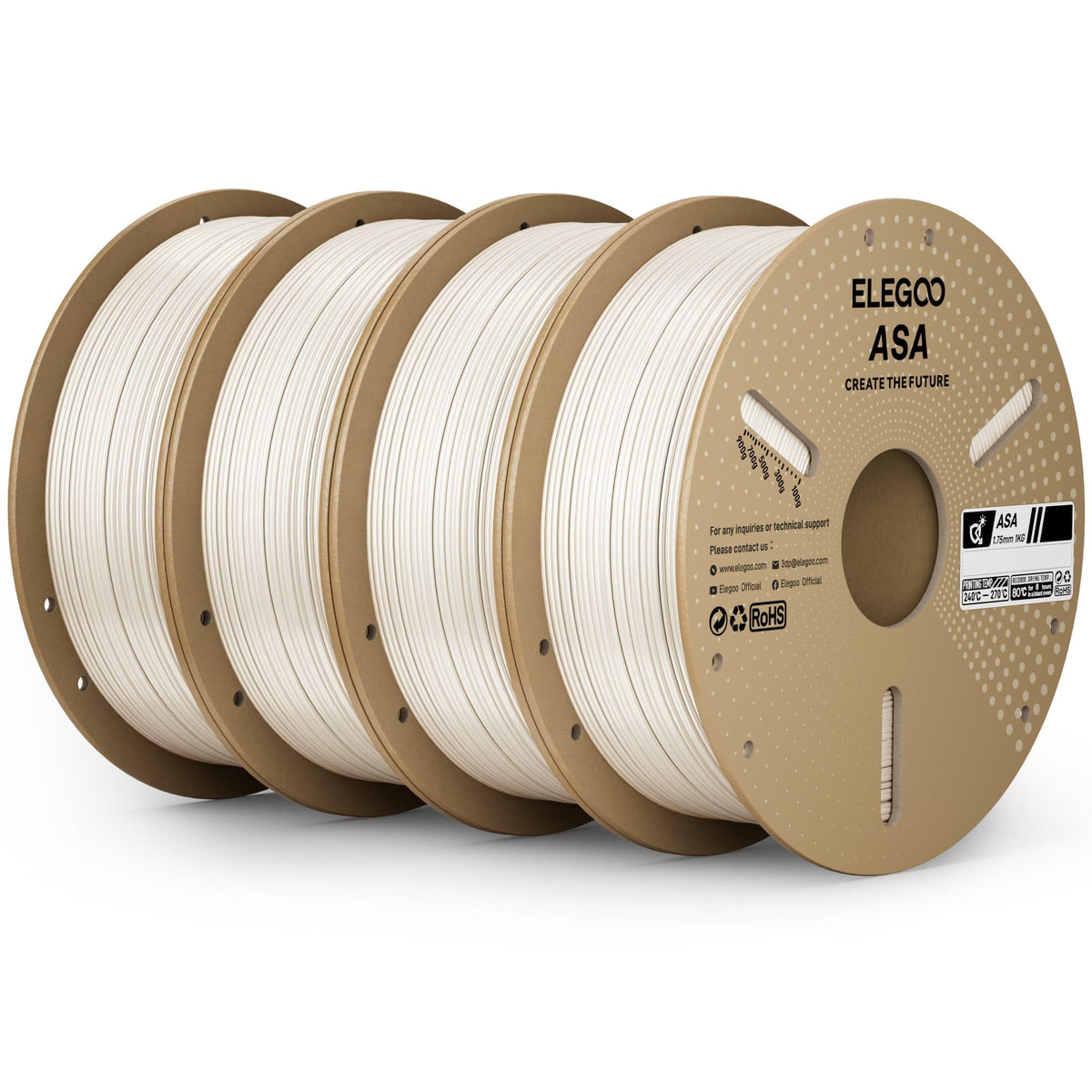 ELEGOO ASA Filament 1.75mm White 4KG, UV & Weather Resistant 3D Printe ...