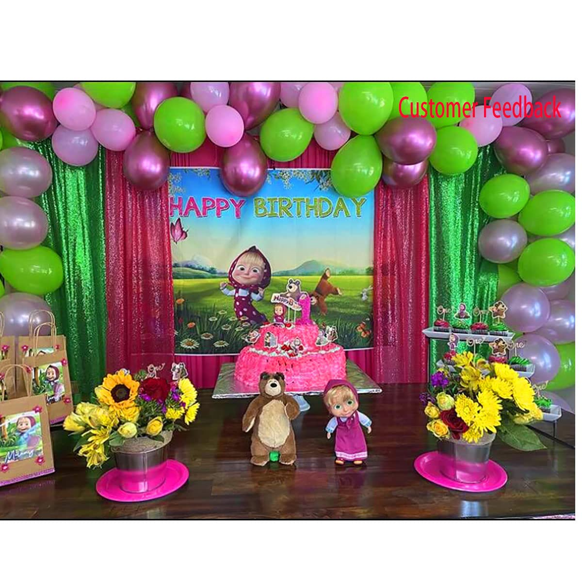 Lqiao Sequin Backdrop 8Ftx2Ft Fuchsia Curtain Panels Sequin Fabric Photography Background Wedding Photo Booth Backdrop Birthday