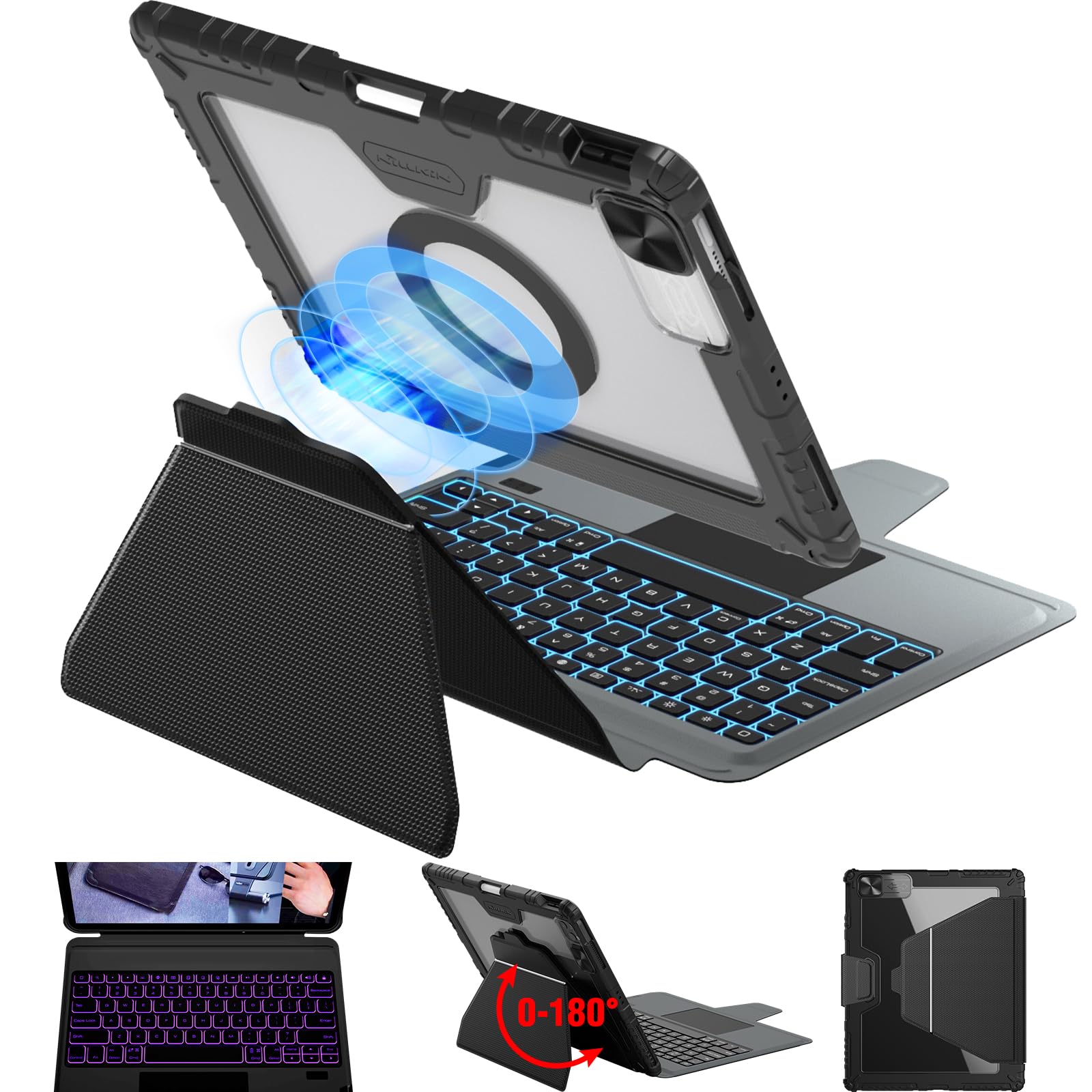 Nillkin 12.9 Inch Ipad Pro Case With Keyboard, Magic Keyboard For Ipad Air 13 2024 And Ipad Pro 12.9 (6Th, 5Th, 4Th, 3Rd Gen), D