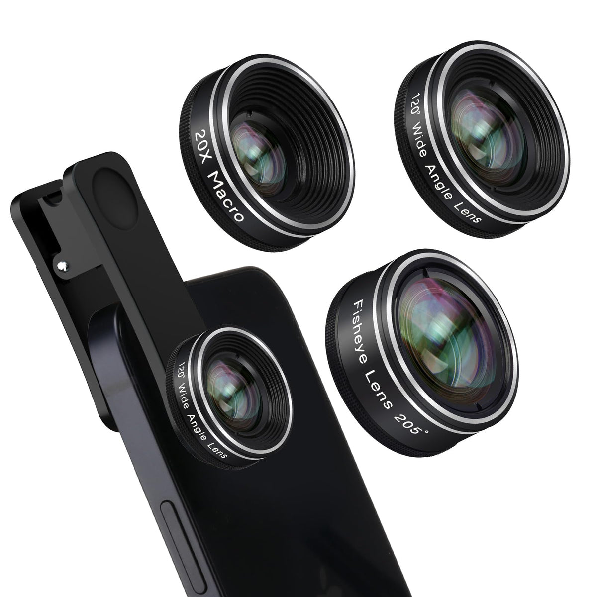 Phone Camera Lens, Godefa 3 In 1 Phone Lens Kit-205    Fisheye Lens + Macro Lens + 120    Wide Angle Lens,Clip On Cell Phone Cam