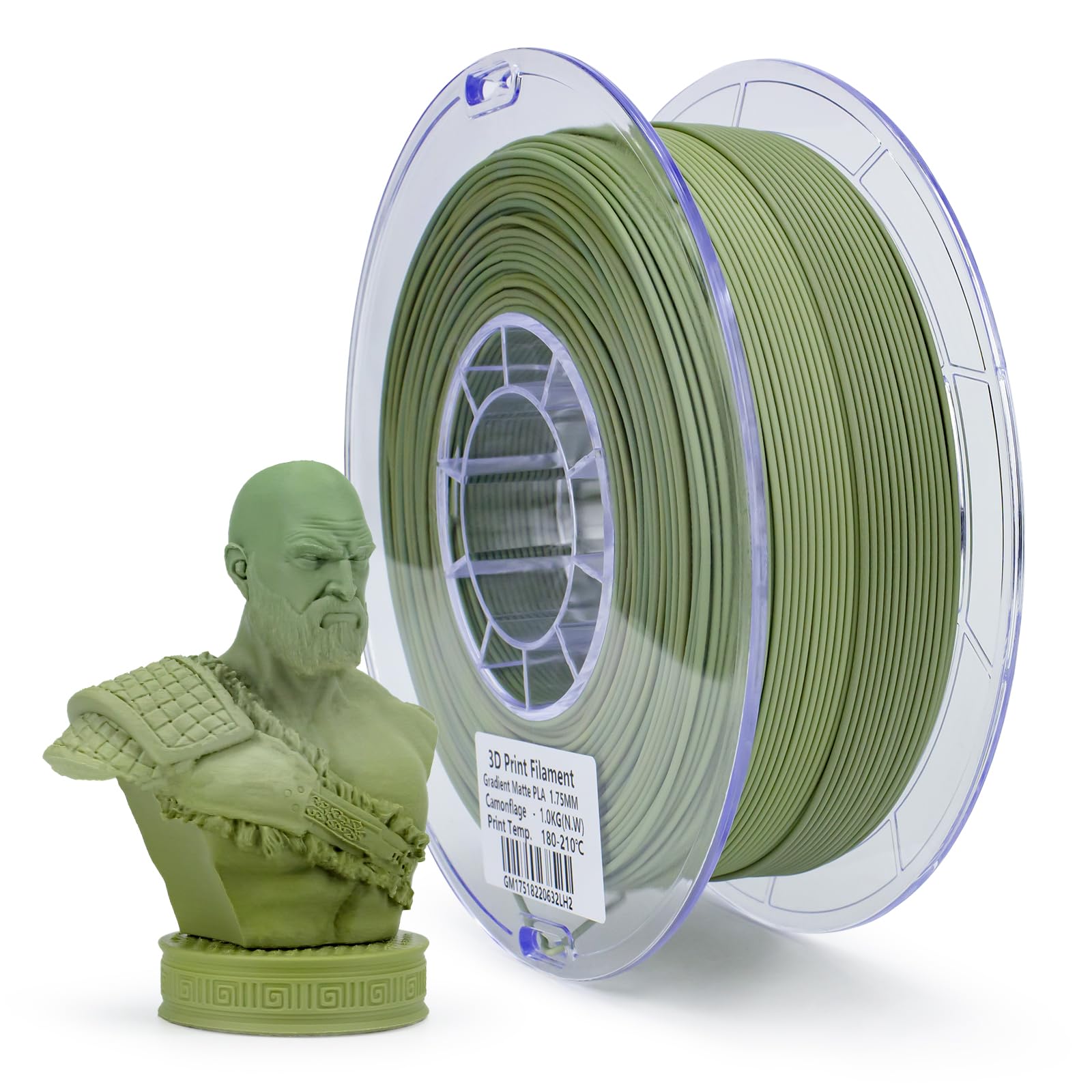 Ziro 3D Printer Filament,Matte Pla Filament 1.75Mm,Multicolor Rainbow Pla Filament,1Kg/2.2Lb,Camouflage