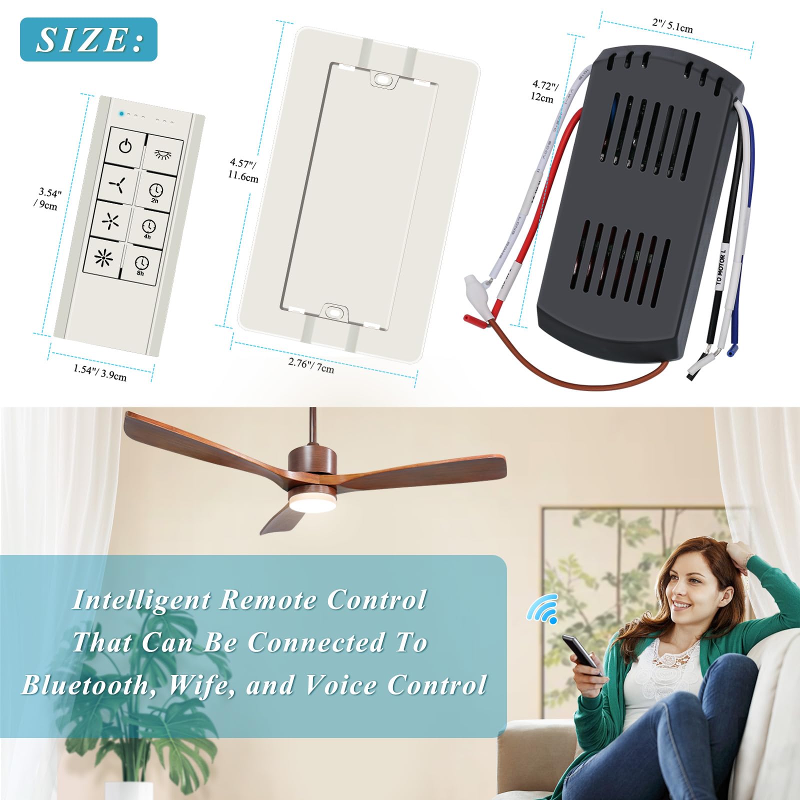 Smart Wifi Ceiling Fan Remote Control Kit, Universal 3 Speed Ceiling Fan Control With Dimmer, Compatible With Alexa, Google Assi