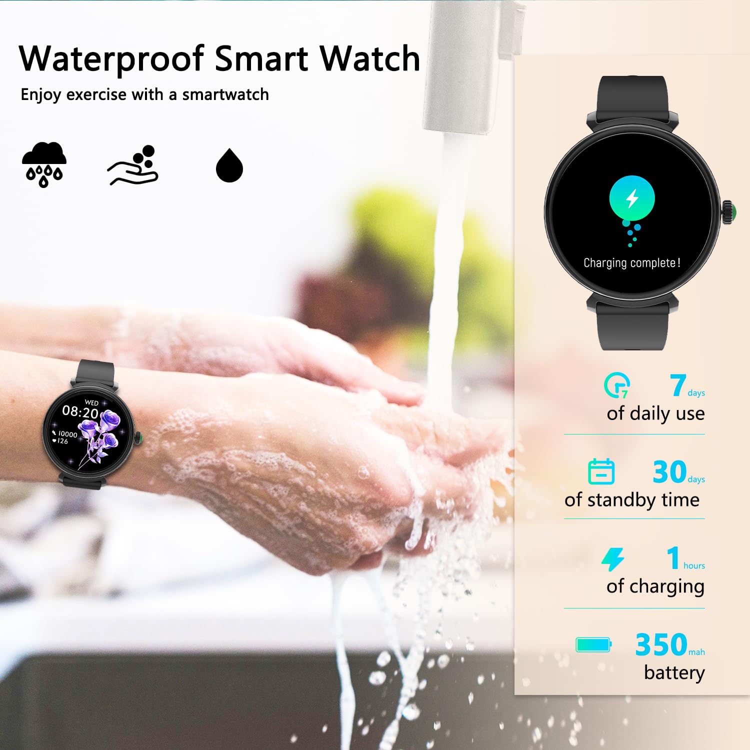 Azgqswr Smart Watch For Women With Answer/Make Call,1.27 '' Hd Waterproof With Diy Faces,Fitness Tracker Smart Watch With Heart