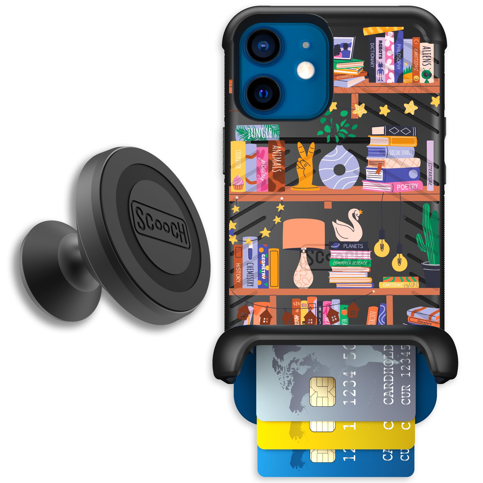 Scooch for iPhone 12/12 Pro Case with Card Holder, Wingmate Wallet Case with Hidden Card Slot and RFID Protection, Starter Bundl