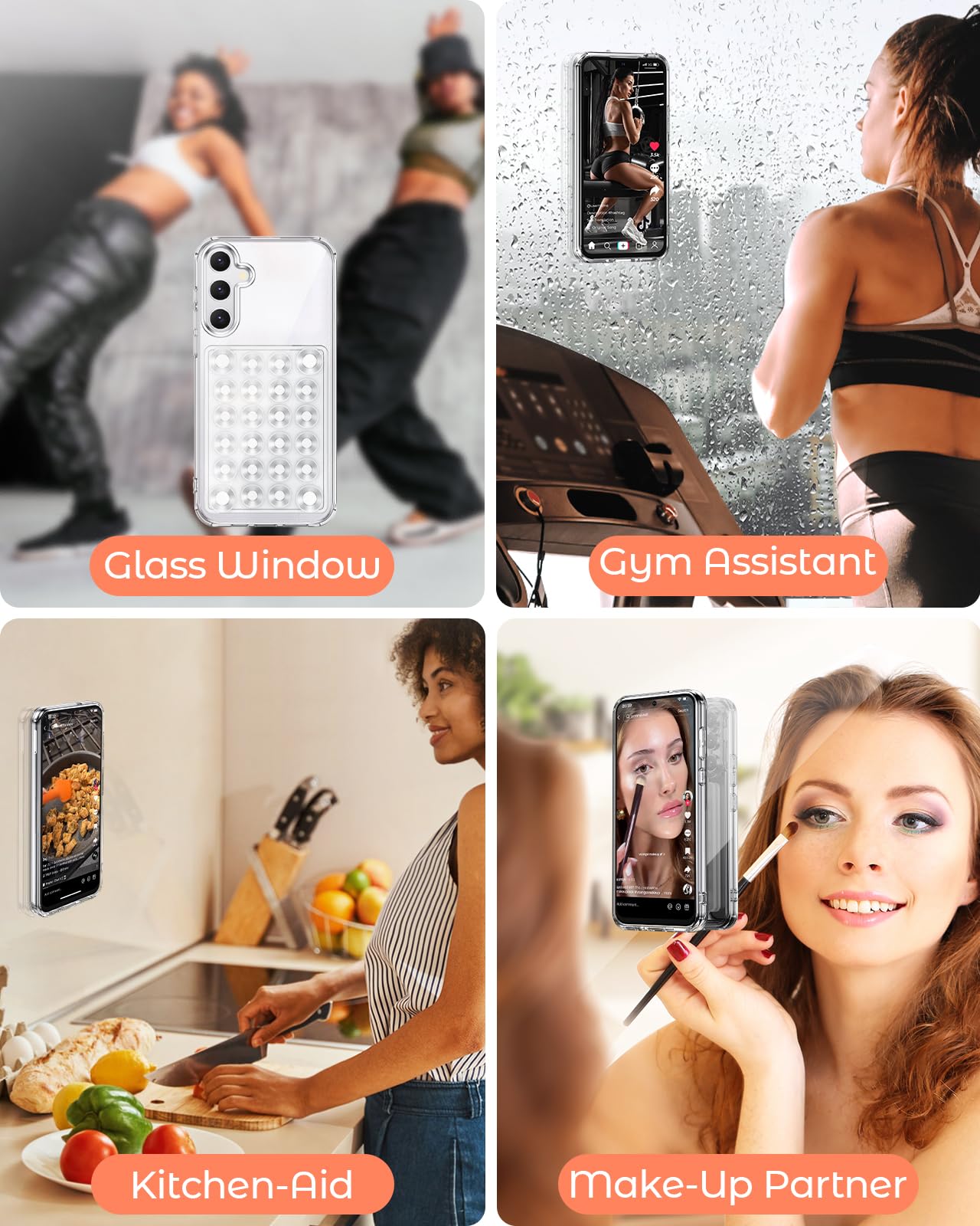 Miss Arts For Samsung Galaxy S24 Case With Suction Cup Phone Mount, Phone Case With Silicone Suction Grip Holder For Selfies And