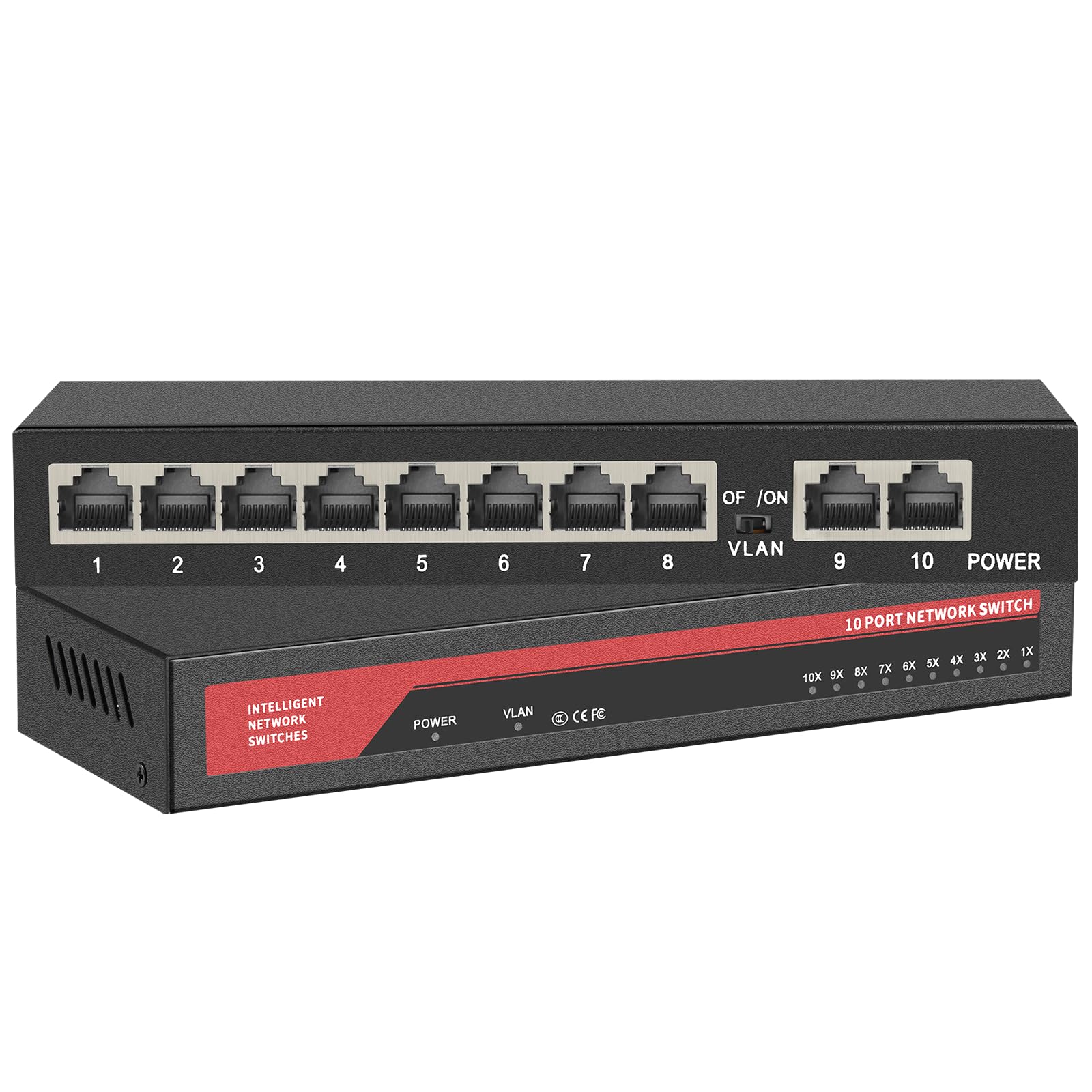 Ienron 10 Ports Gigabit Ethernet Switch Unmanaged, 8 Gigabit Ports+2 Gigabit Uplink Port, Network Switch,Ethernet Splitter| Plug