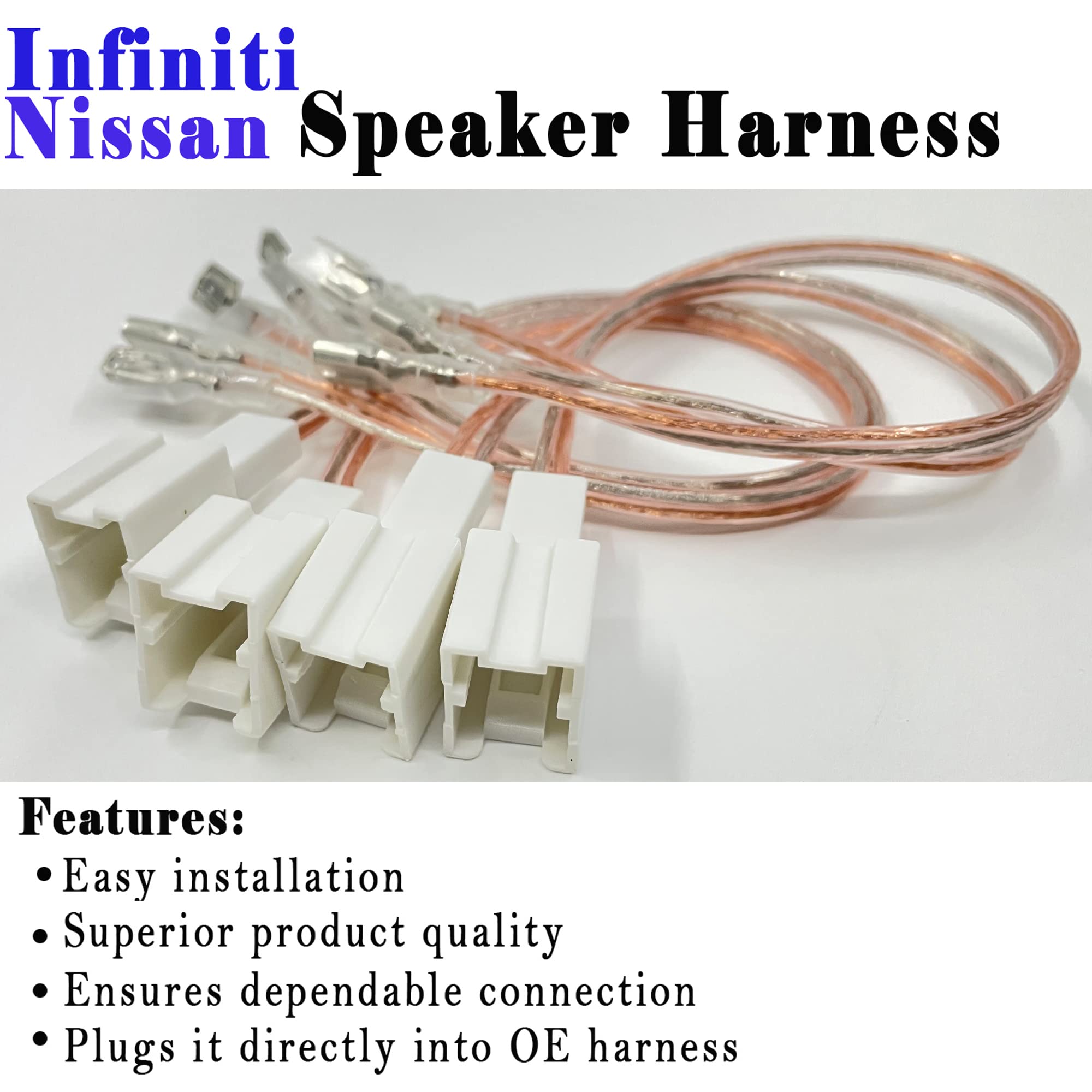 4 Pack Speaker Wire Harness Adapter Replacement For Nissan Speaker Harness 2004 2021, Compatible With Infiniti Speaker Harness 2006 2018 Car Speaker Connector Harness Adapter