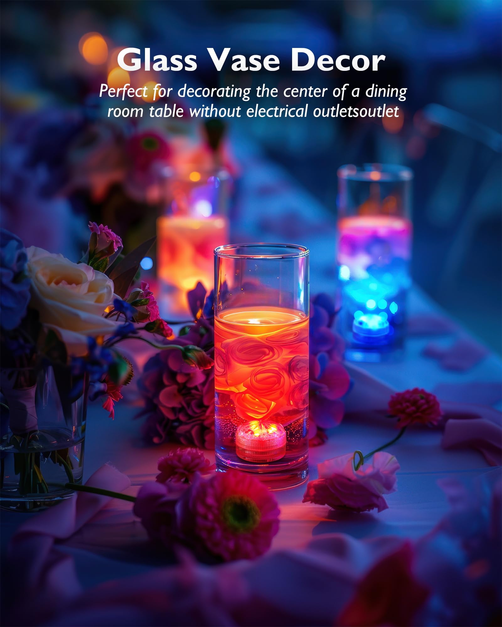 Homemory 10Pcs Mini Rgb Submersible Led Lights With 2Pack Remote, Multicolor Waterproof Small Tealight Candles Battery Operated