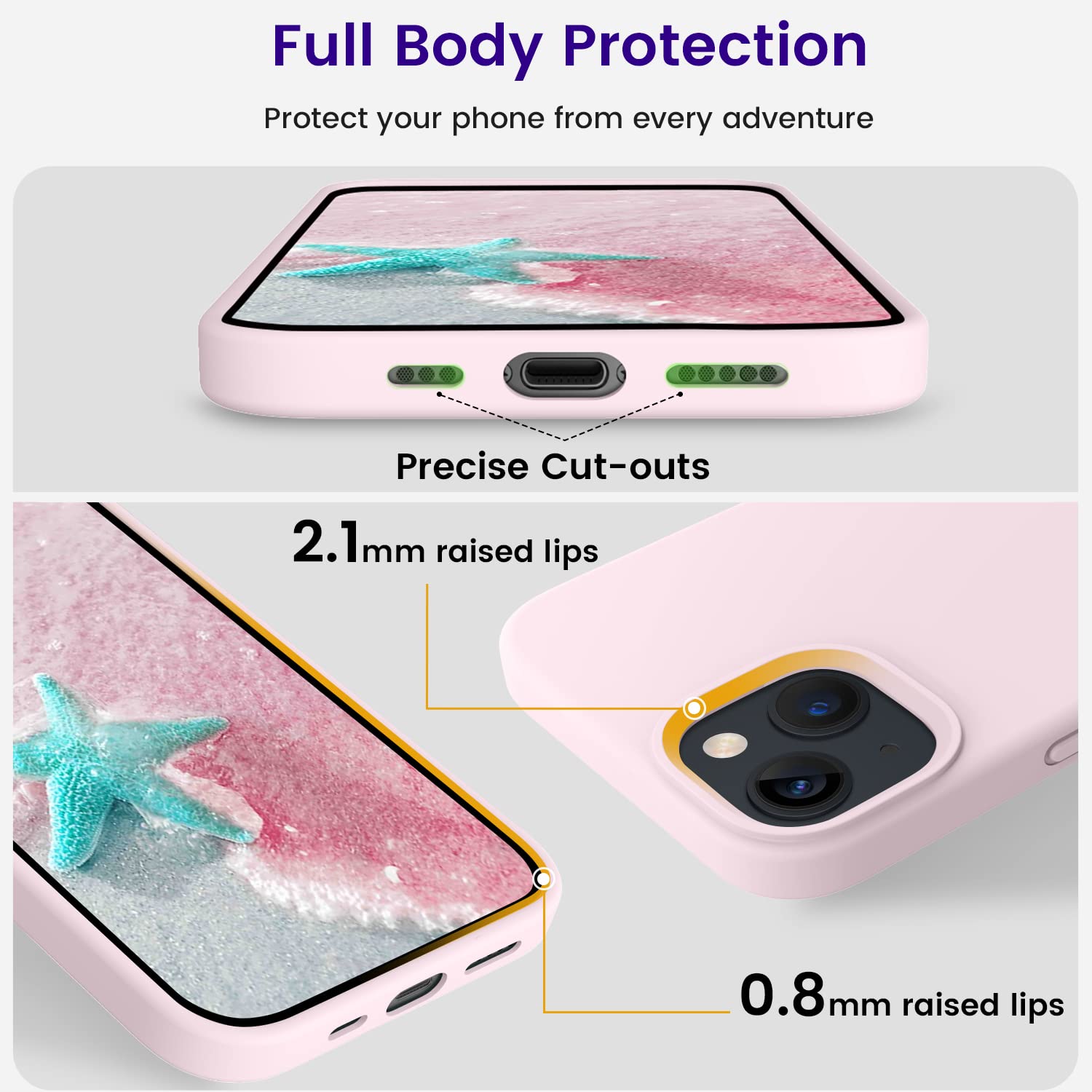 Otofly Designed For Iphone 13 Case, Silicone Shockproof Slim Thin Phone Case For Iphone 13 6.1 Inch Ice Pink