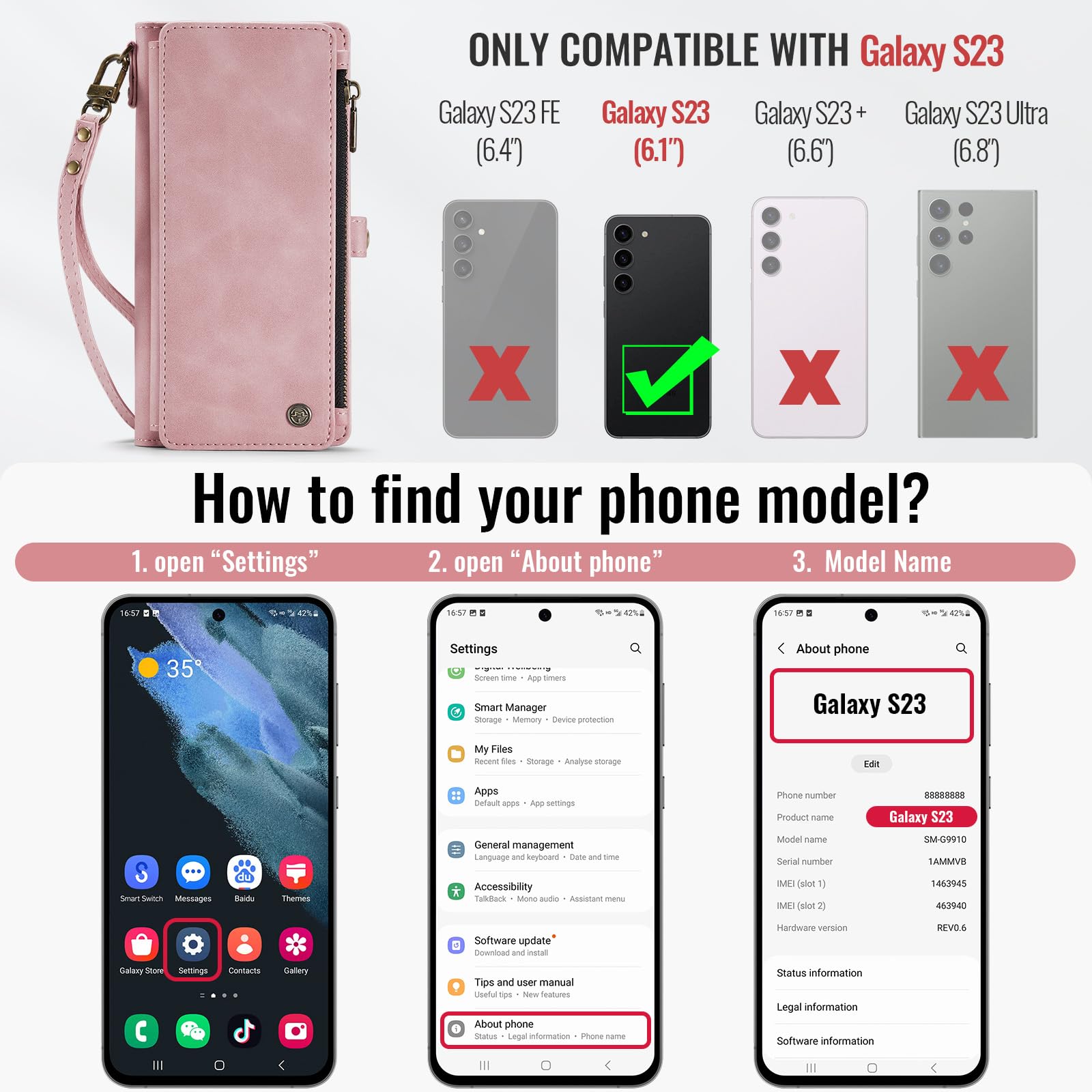 Defencase For Samsung Galaxy S23 Case, Galaxy S23 Case Wallet For Women Men With Card Holder, Durable Pu Leather Magnetic Flip S