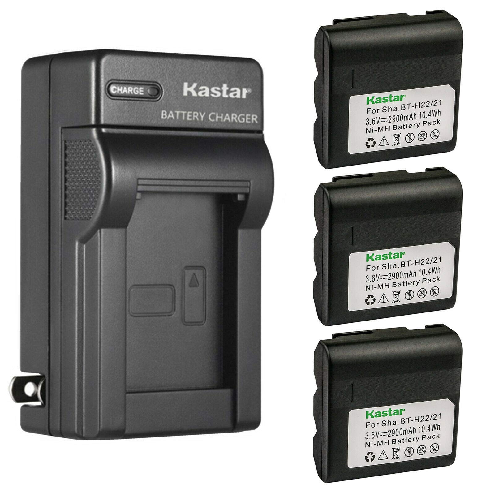 Kastar 3-Pack Battery and AC Wall Charger Compatible with Sharp BT-H21 BT-H21U BT-H22 BT-H22U BT-H32 BT-H32U BT-H42 BT-H42U, Dur