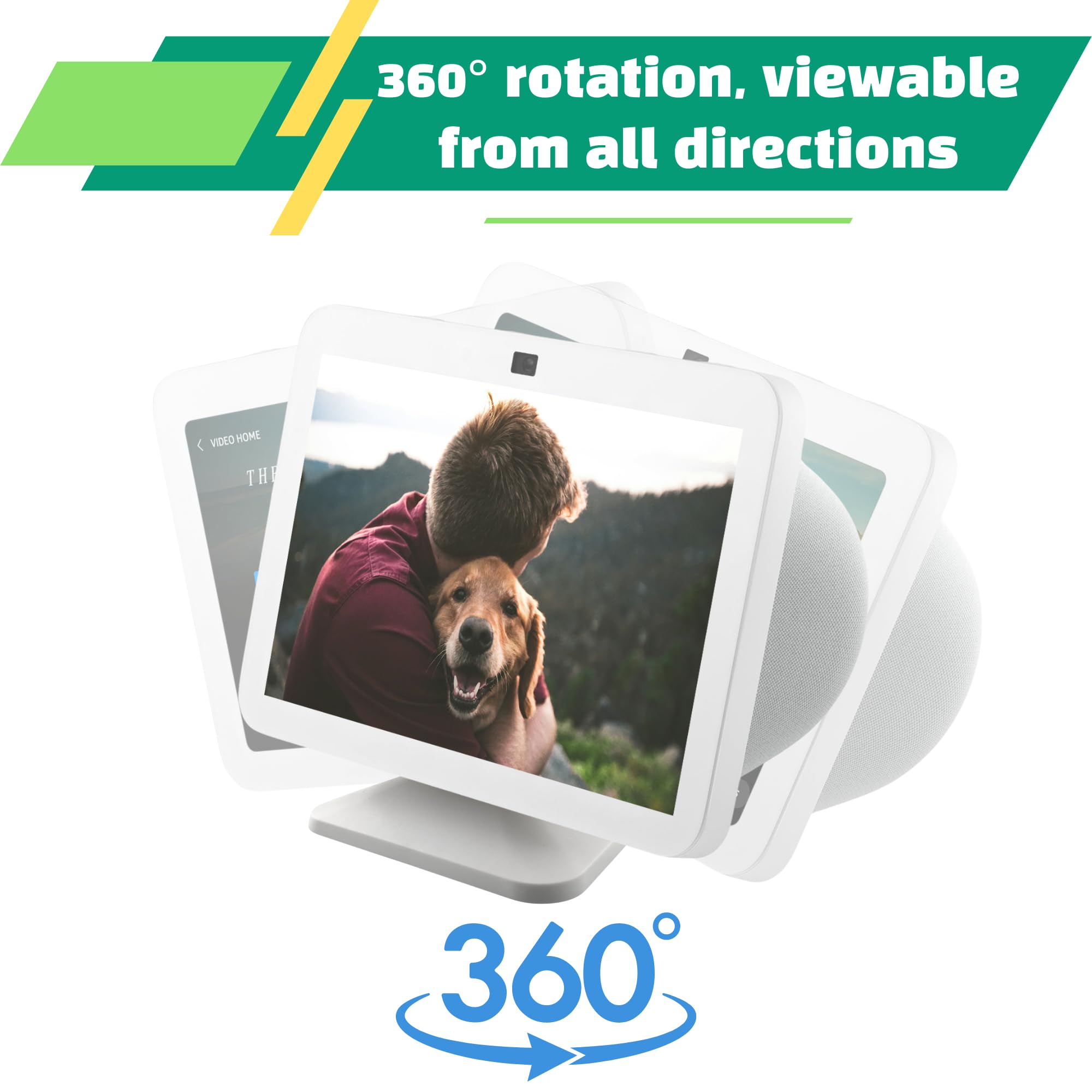 Sintron Adjustable Magnetic Stand Mount White For Sh?W 8 3Rd Gen, Smart Display Stand Holder With 360 Degree Rotation, Swivel &