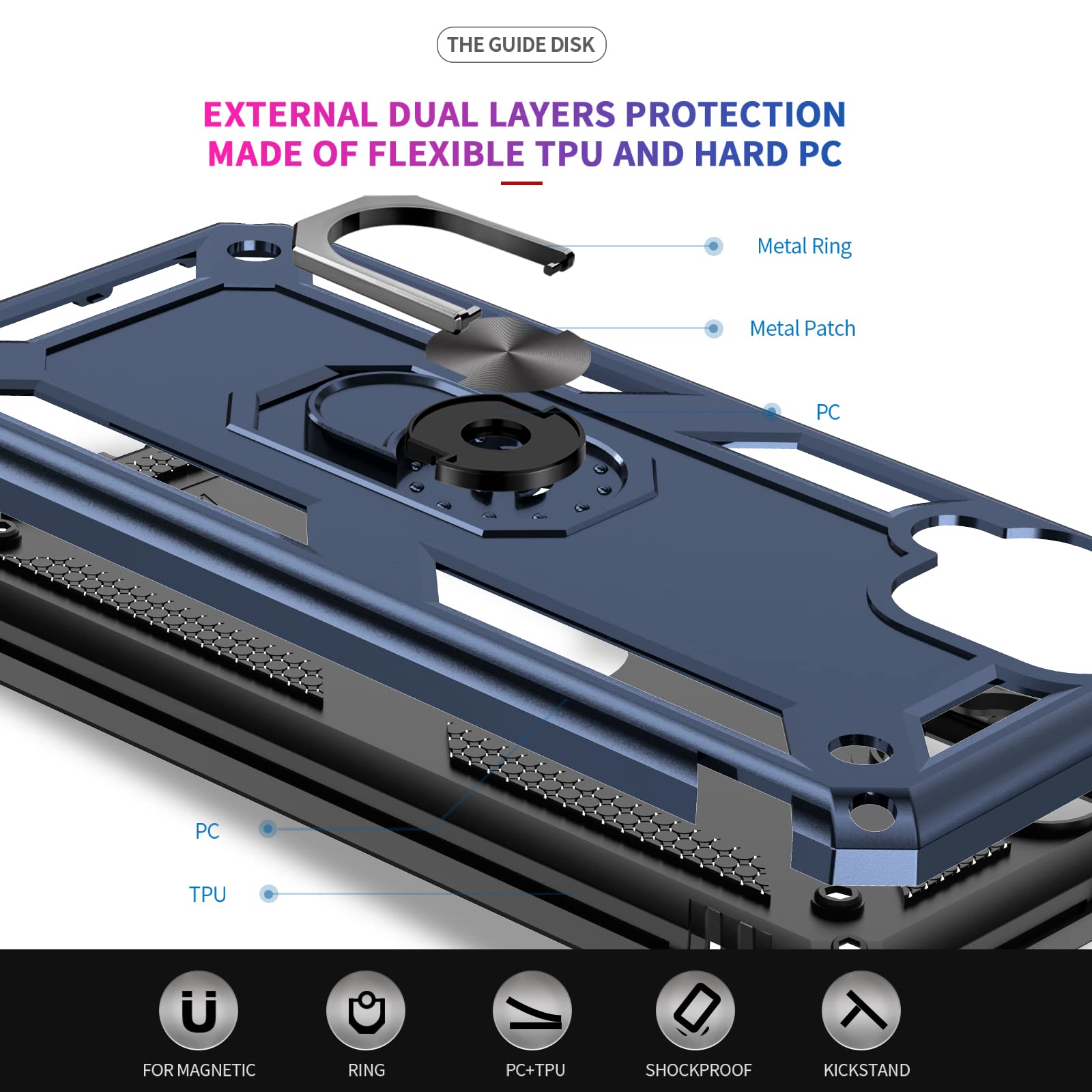 Leyi For Samsung Galaxy A12 Case With Screen Protector [2 Pack], Case For Galaxy A 12 For Men Women, Magnetic Ring Holder Kickst