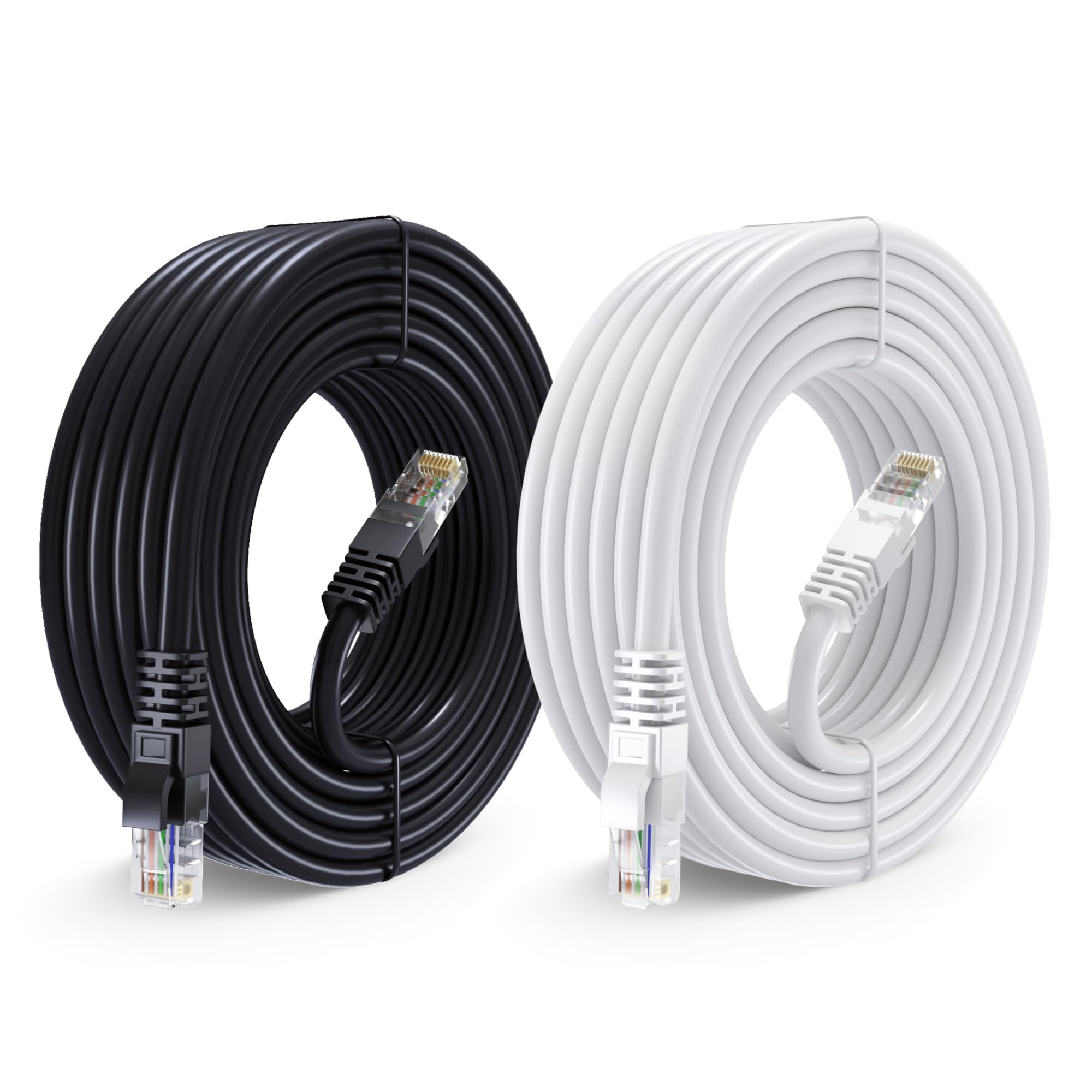 Maximm Cat 6 Ethernet Cable 30 Ft (2 Pack)   High Speed Lan Cable, Internet Cable, Patch Cable, And Network Cable   Utp, 10Gbps, 550Mhz Cat6 Cable   Black & White