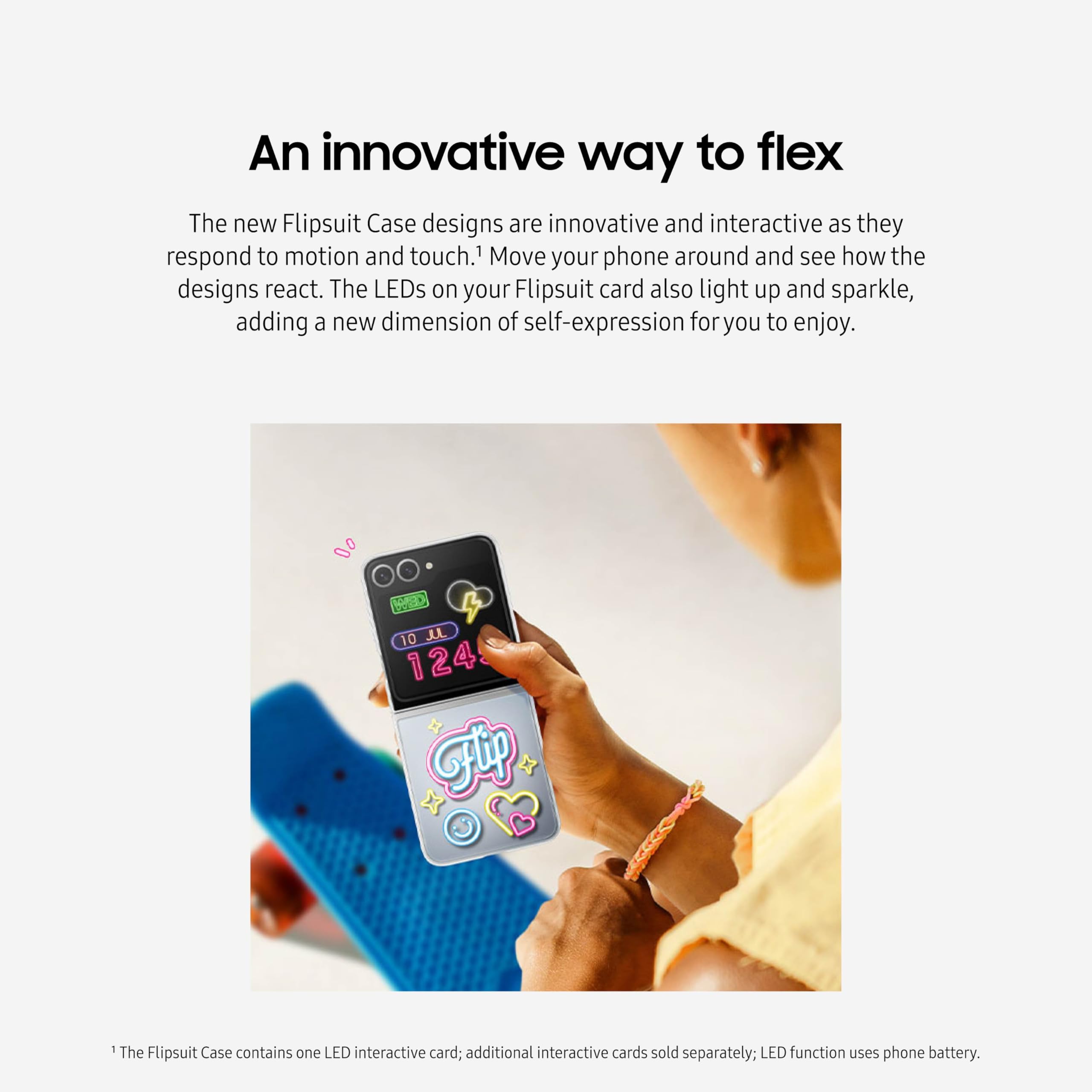 Samsung Galaxy Z Flip 6 Flipsuit Phone Case, Protective Cover With Interactive, Interchangeable Card, Led Lights, Customizable D