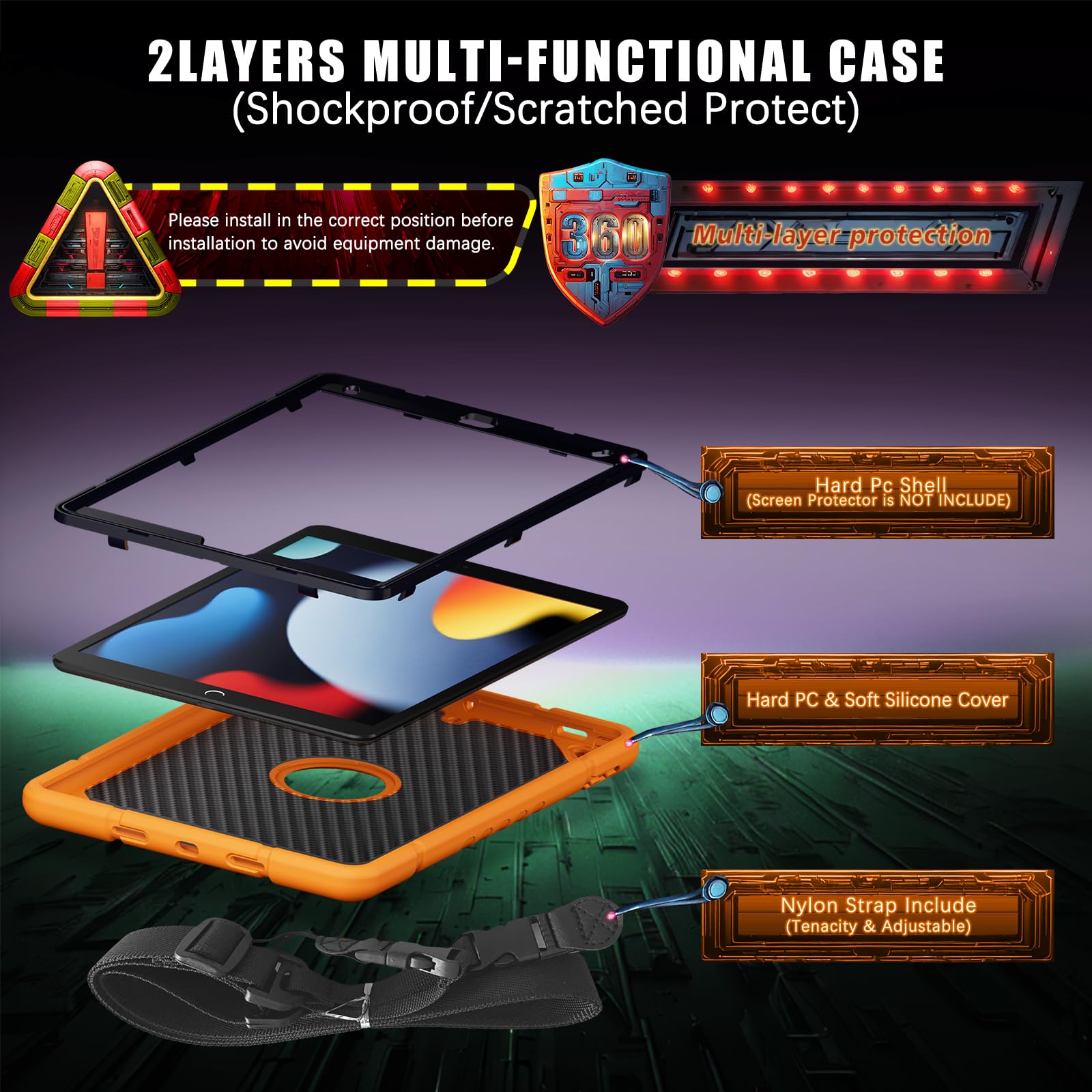 Kepaitok Ipad 9Th/8Th/7Th Generation Case For 10.2 Inch Ipad With Kickstand 2 Angles Built In Stand For Kids Shockproof Case,Hea