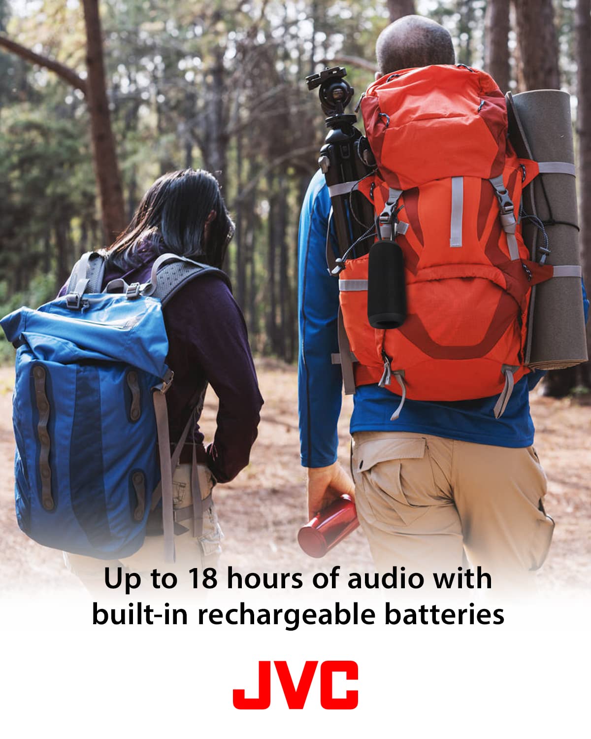 Jvc Portable Wireless Speaker With Surround Sound, Tws Stereo Function, Bluetooth 5.0, Waterproof Ipx5, Up To 18 Hour Battery Li