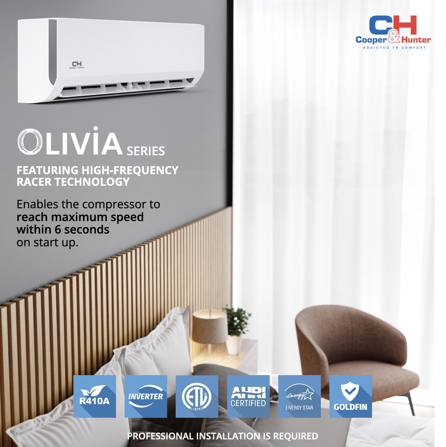 Cooper & Hunter 28,000 Btu, 3 Zone 9000 9000 9000 Btu, 24.6 Seer2, Multi Zone Ductless Mini Split Air Conditioner Heat Pump Full