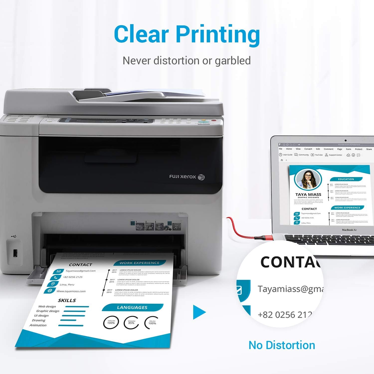 Ainope Printer Cable 6.6Ft, Usb A To Usb B Cable Usb 2.0 Midi Cable?High Speed? Nylon Braided Usb Printer Cable Scanner Printer