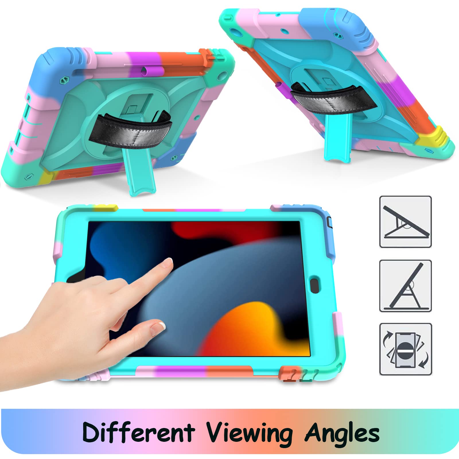 Ltrop Case For Ipad 9Th/ 8Th/ 7Th Generation (2021/2020/2019), Shockproof 10.2    Ipad Cover With With Shoulder Strap Pen Holder