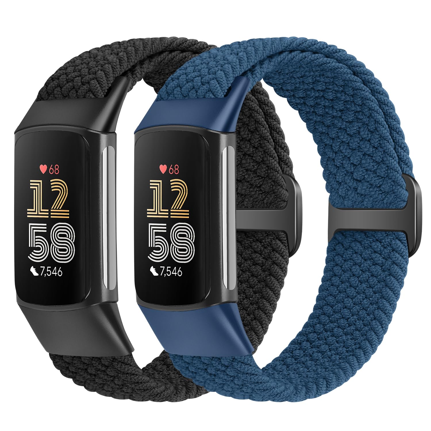 Vndapt Elastic Braided Bands Compatible With Fitbit Charge 5/Fitbit Charge 6 For Women Men, Breathable Adjustable Stretchy Nylon