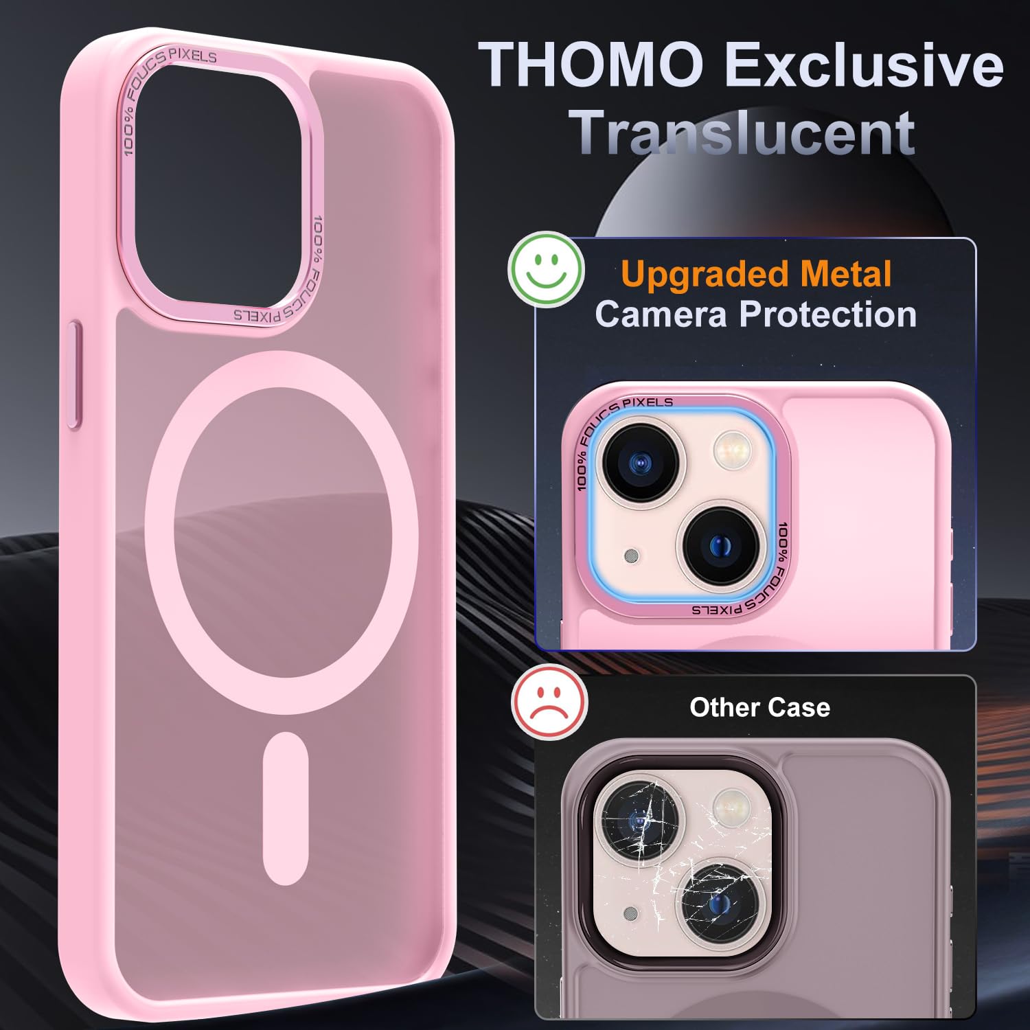 Thomo Strong Magnetic For Iphone 13 Case & Iphone 14 Case [Compatible With Magsafe] Translucent Matte Slim Shockproof Women Men
