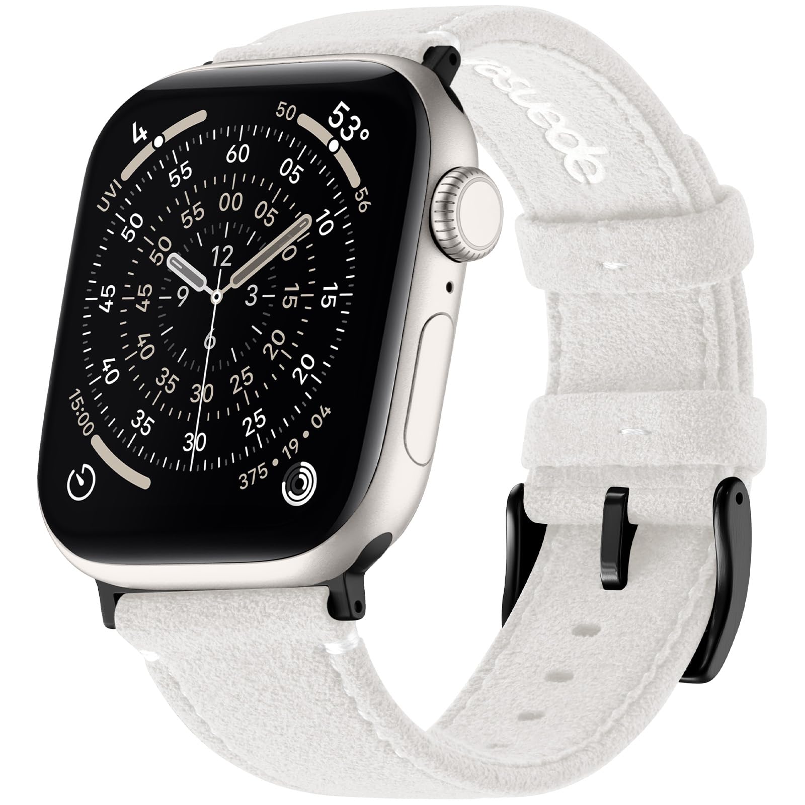 Bandletic Suede Leather Band Compatible with Apple Watch Bands for Women Men 46mm 45mm 44mm 49mm, Soft Breathable Replacement St