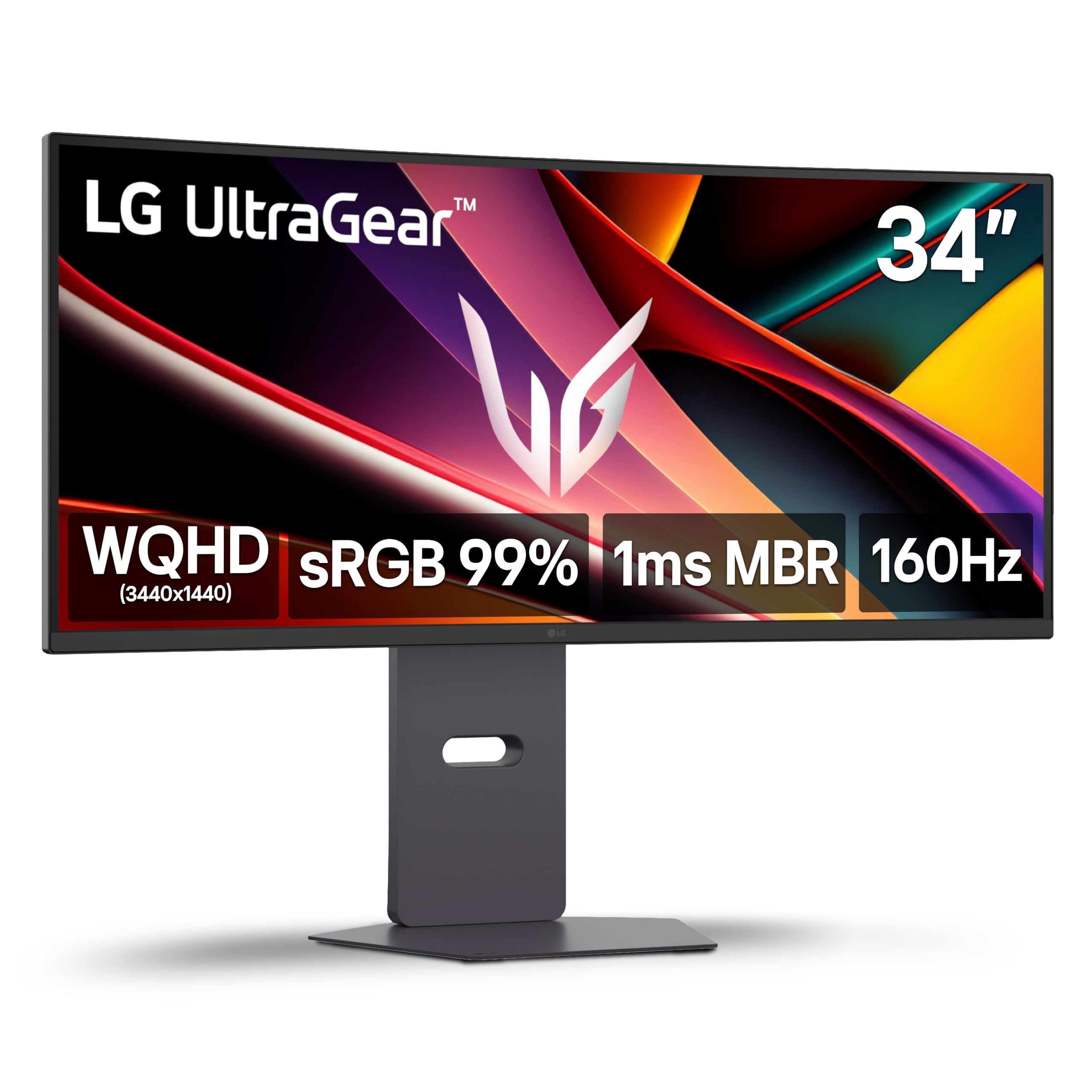 LG 34G600A-B 34-inch Ultragear WQHD (3440 x 1440) Curved Gaming Monitor 160Hz, AMD FreeSync Premium, HDR10, Built-in Speaker, Re