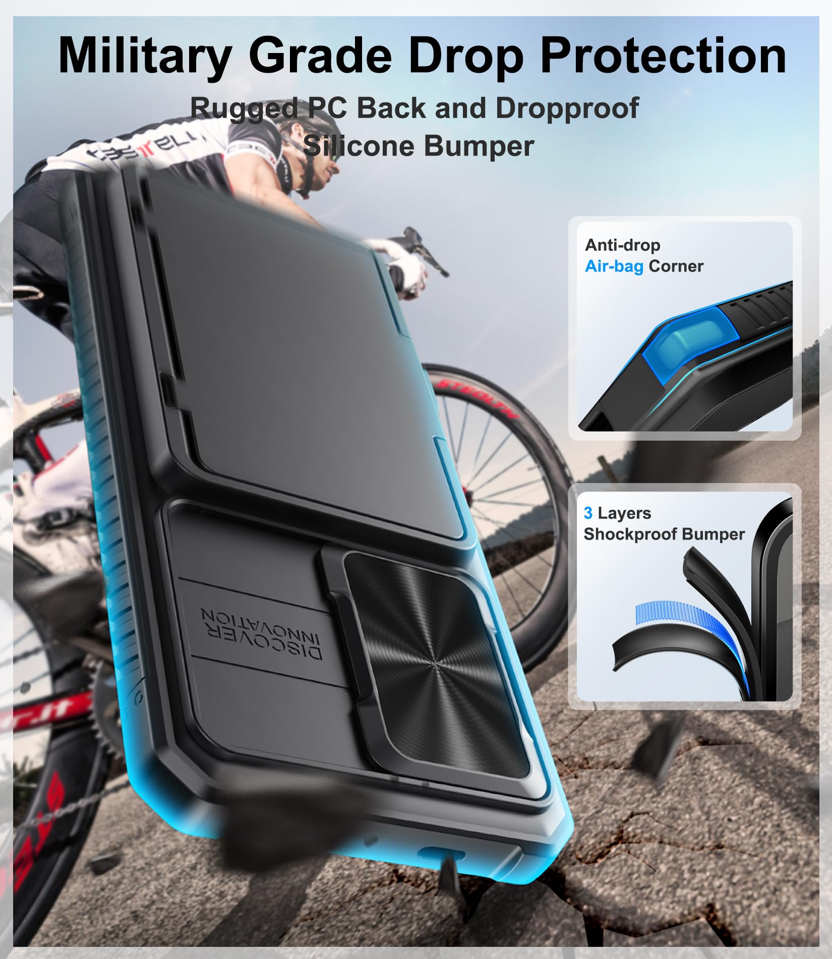 Bxyjy For Samsung Galaxy S24 Case Wallet, Built In Card Holder (4 5 Cards) & Slide Camera Cover & Kickstand, Military Grade Prot