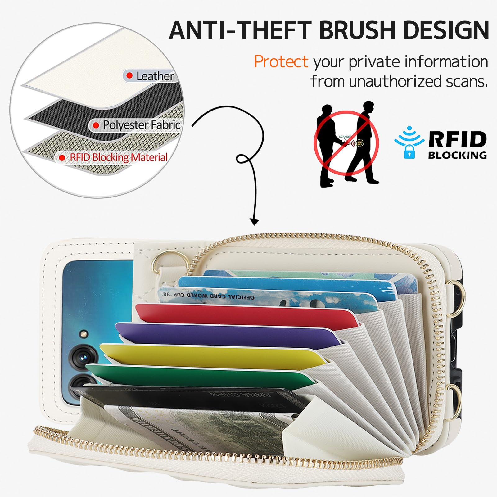 Ninki Compatible For Motorola Razr 2024 Case With Card Holder,Lanyard Strap Wristlet Case For Moto Razr 2024 Leather Wallet Flip