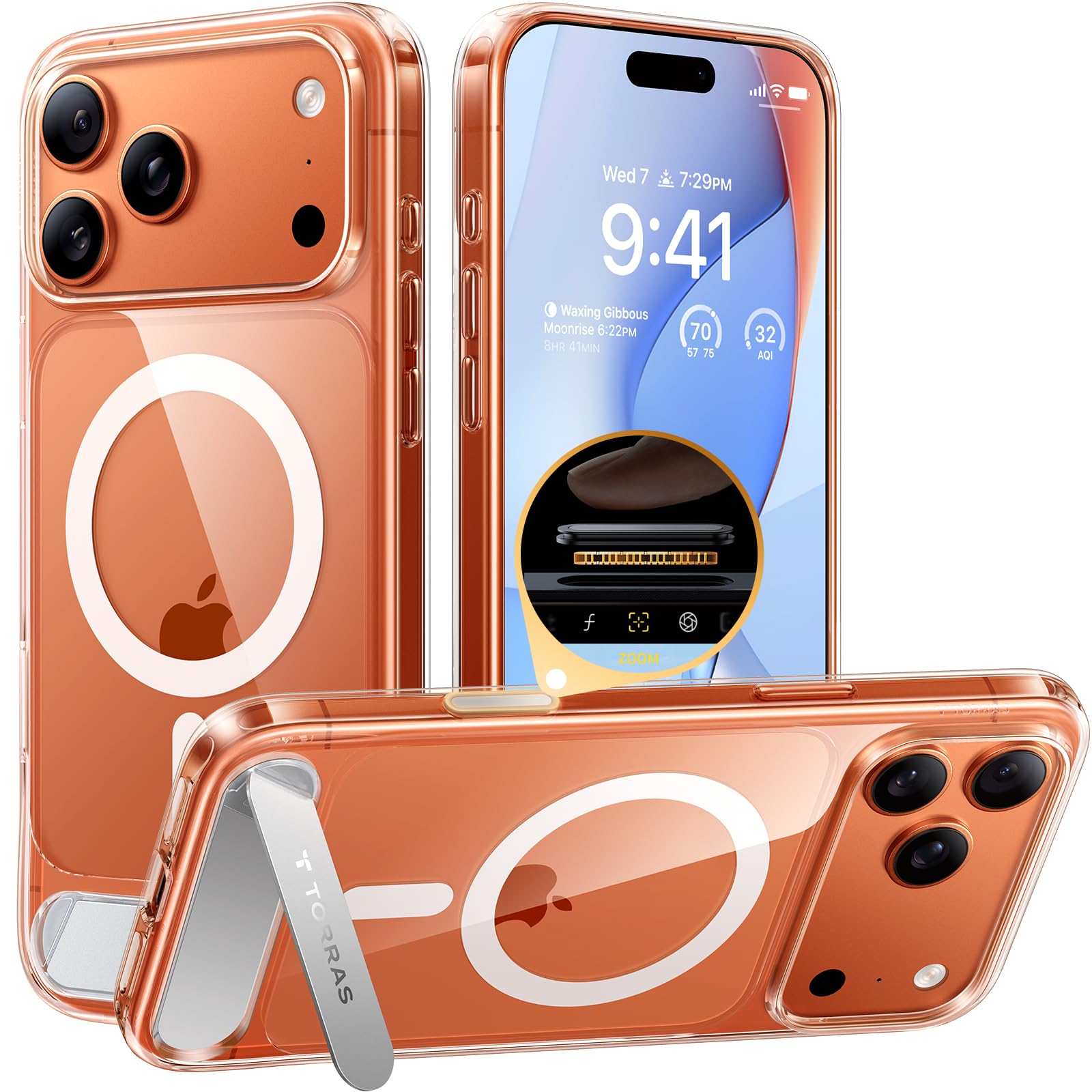 TORRAS Strong Magnetic & Seamless Stand for iPhone 17 Pro Max Case, Anti-Yellowing, Fit for MagSafe, Military Grade Drop Protect