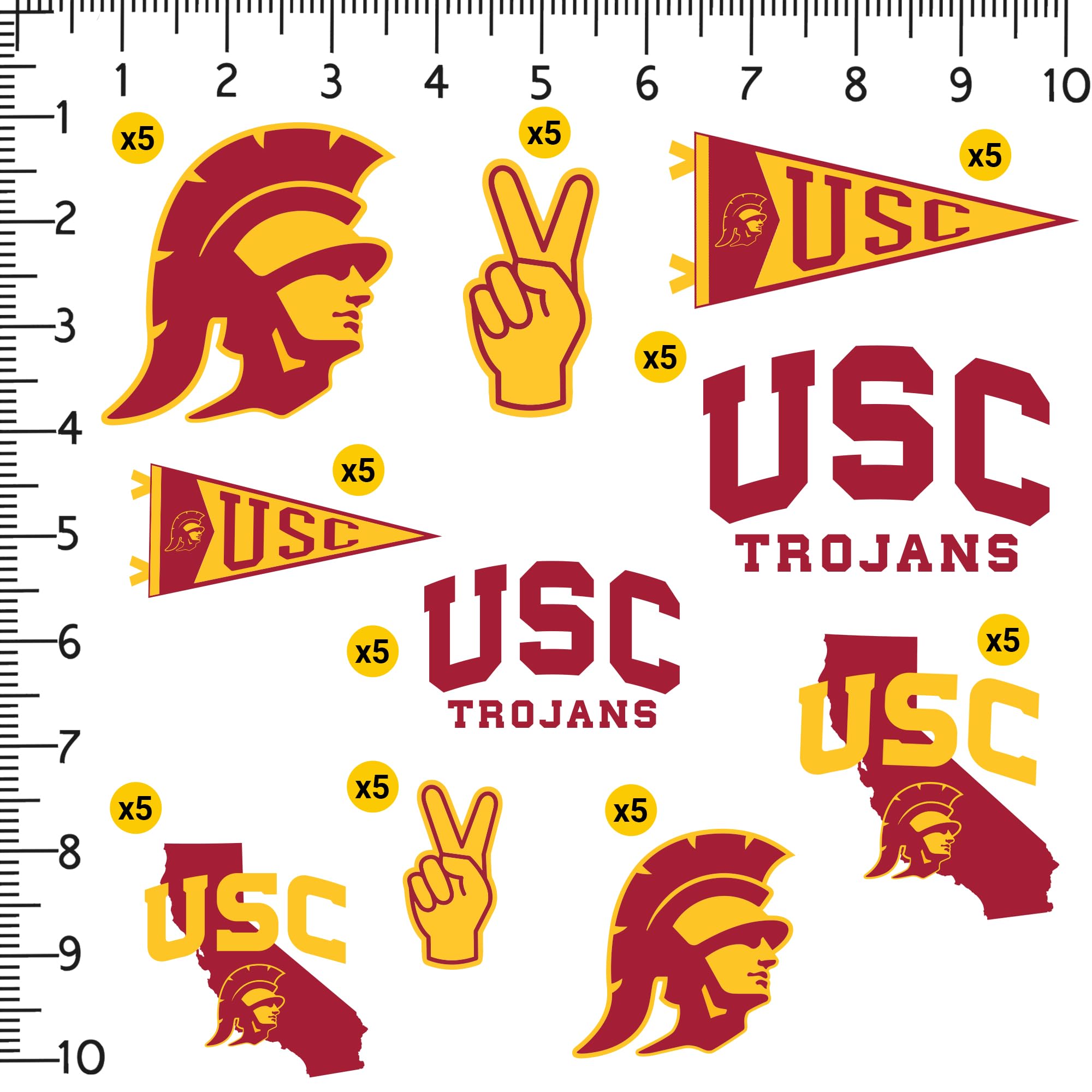 Usc University Of Southern California Mixed 50Ct Vinyl Large Deluxe Stickers Variety Pack   Laptop, Water Bottle, Scrapbooking,