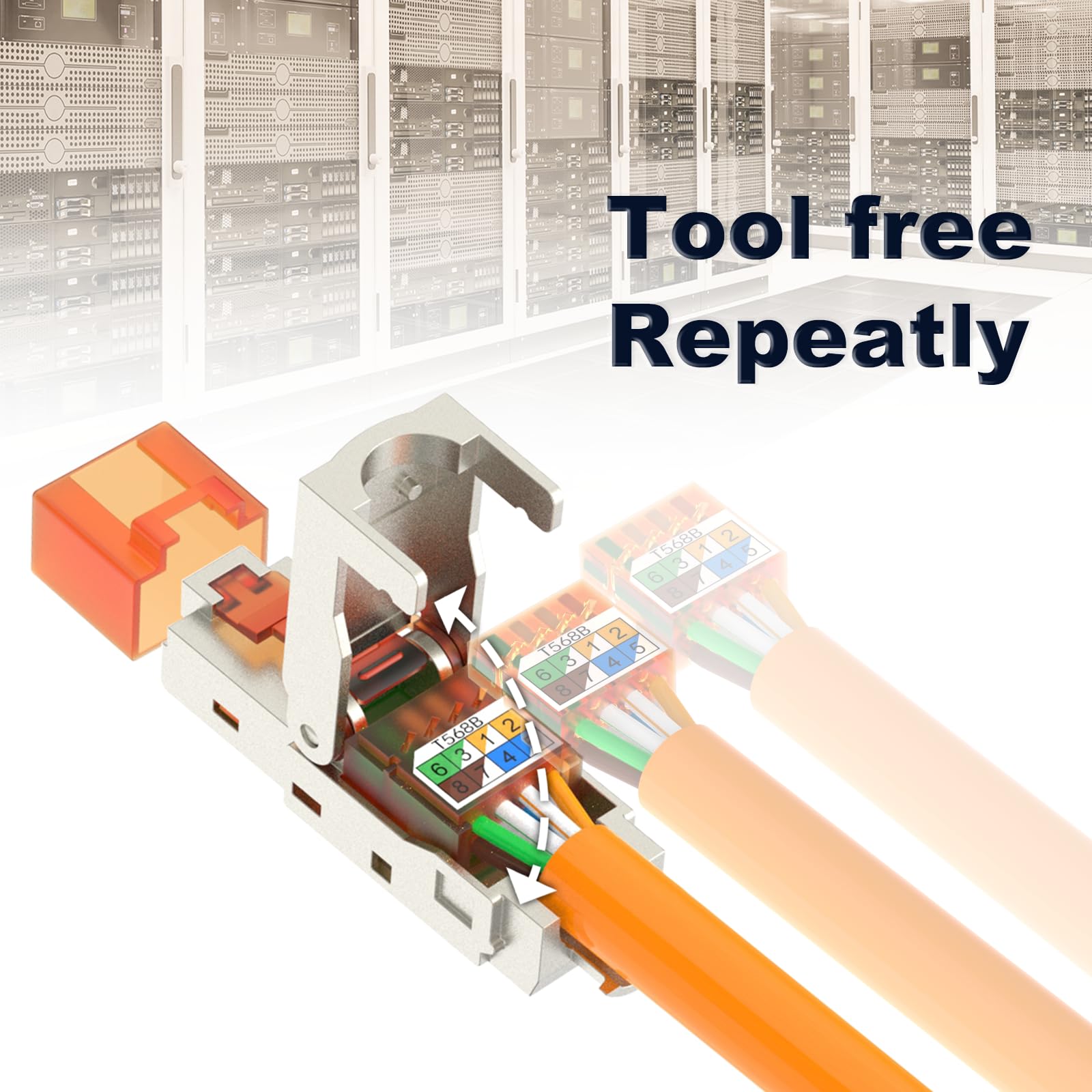 Leenue Rj45 Cat7 Connector Tool Free Toolless Rj45 Termination Plug Reusable Shielded For Ethernet Cables 10Gbps Poe 2 Pack