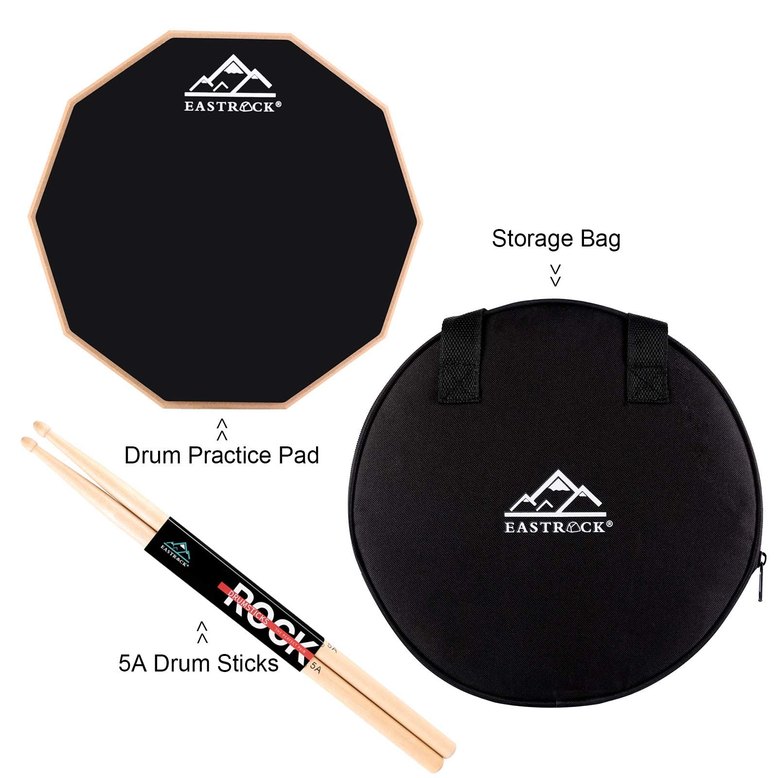 Eastrock Practice Drum Pad, 11 Inches Double Sided Silent Drum Pad, Silicone Dumb Drum With Drumsticks And Storage Bag For Begin