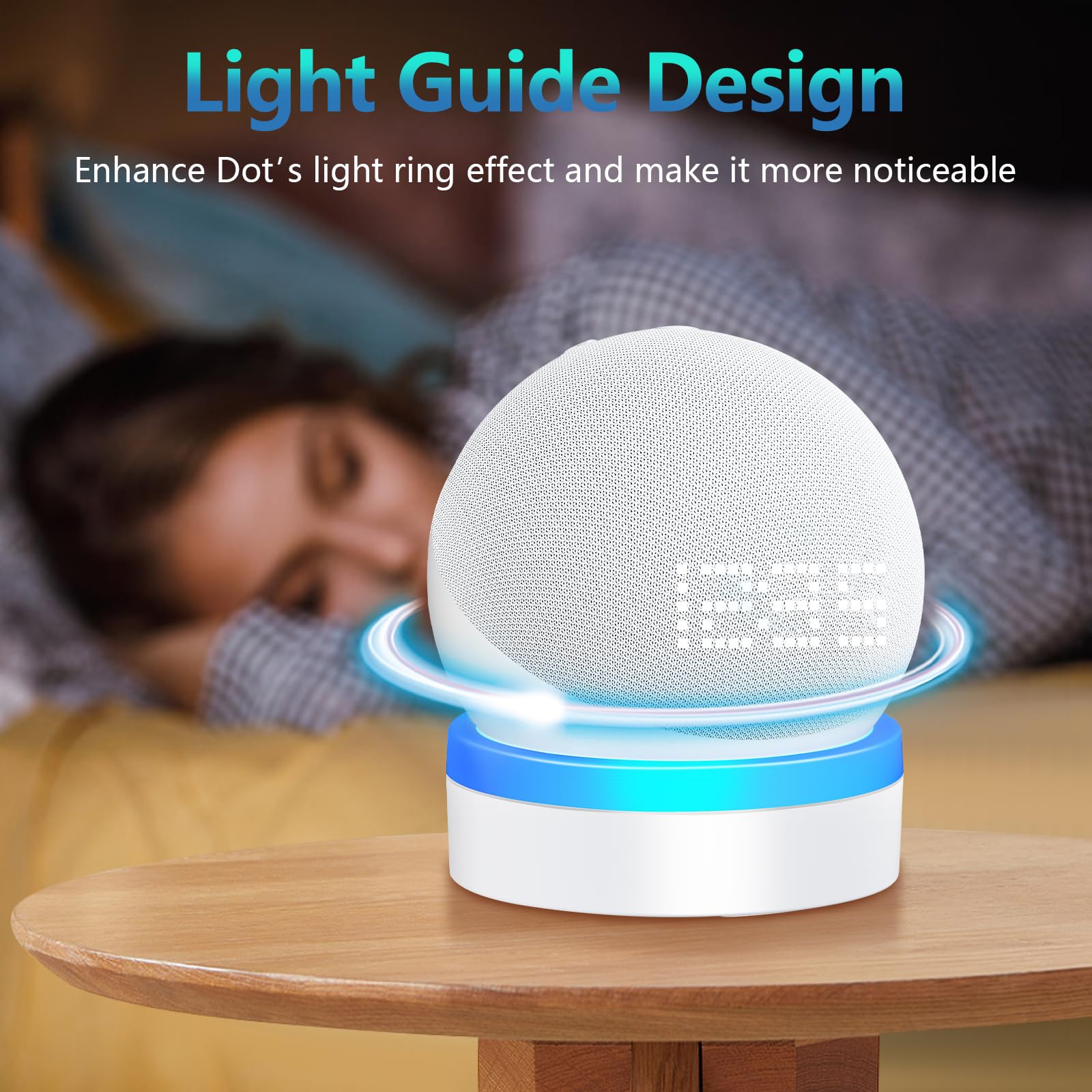 Fuqintop Stand For Echo Dot 4Th/5Th Generation, Table Holder Mount With Light Guide, Enhance Light Effect, Space Saving Dot 4/5