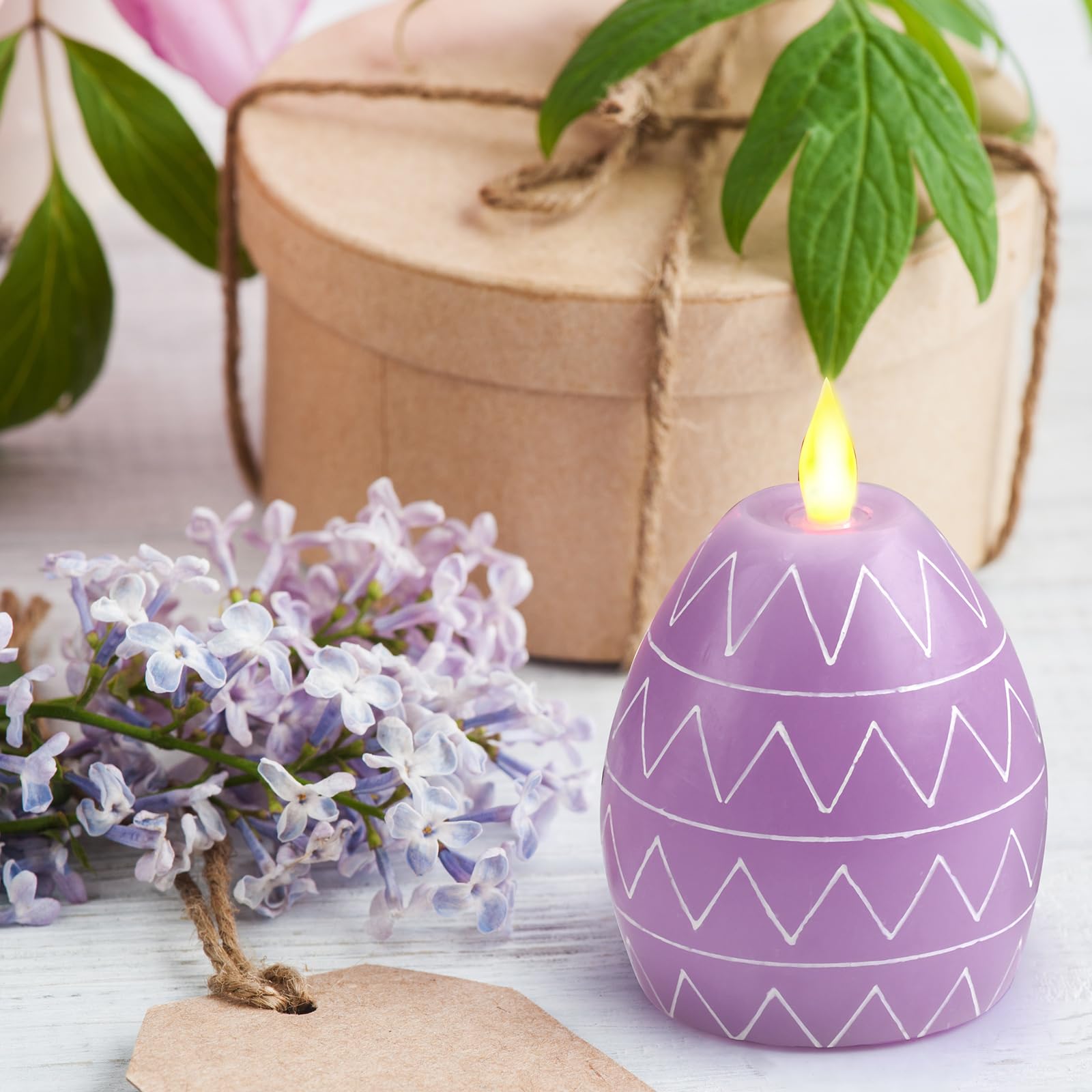 Mtlee 3 Pcs Easter Egg Candles 3 Color Scented Real Wax Led Easter Flameless Candles Spring Battery Operated Egg Shaped Holiday