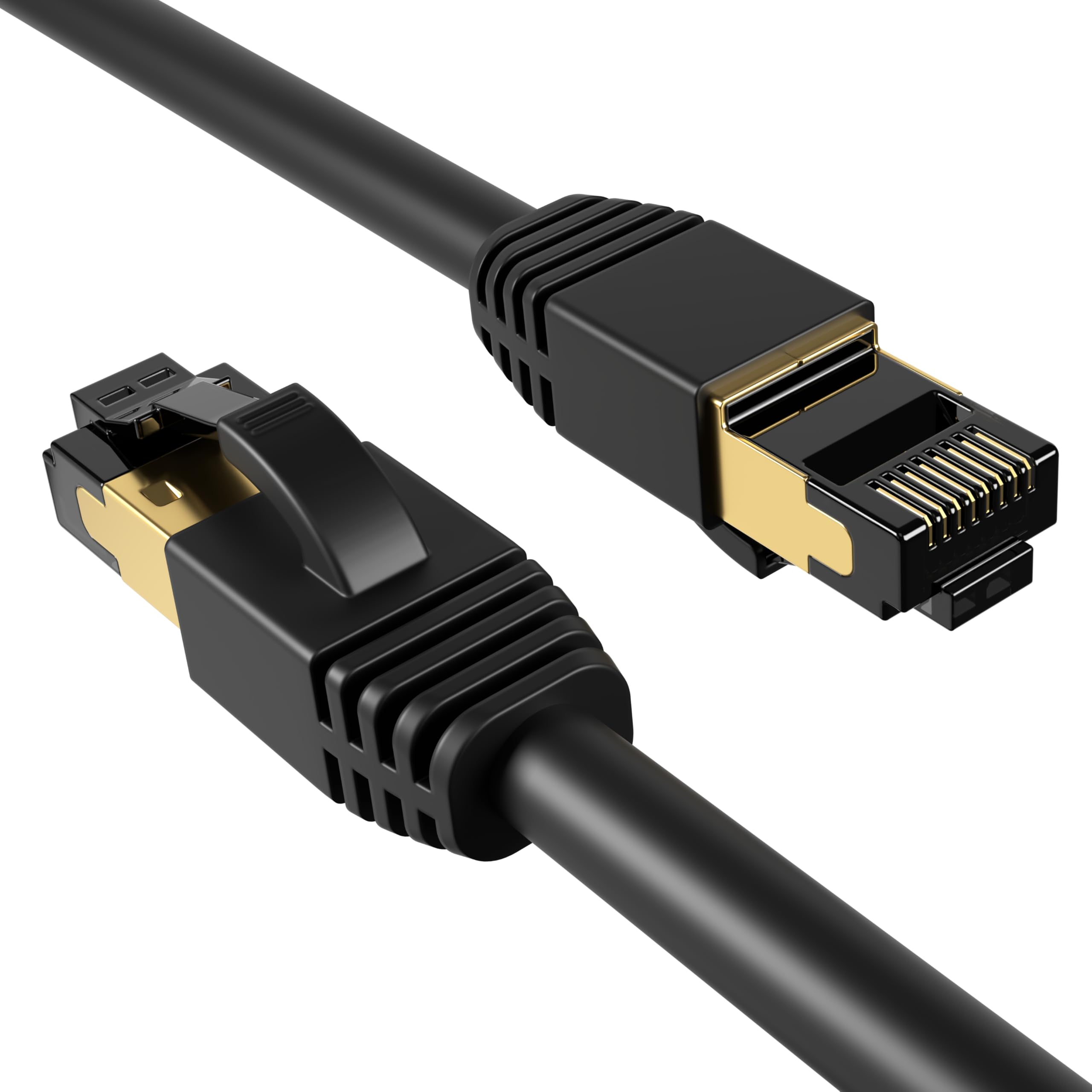 Cables Direct Online Cat8 Black 50FT SFTP Ethernet Patch Cable 40Gbps 2000Mhz Connection 26AWG Shielded Copper RJ45 Backwards Co