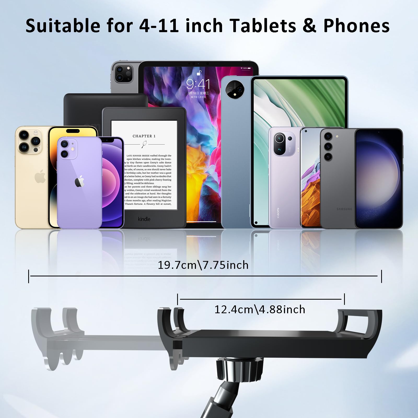 Locthal Tablet Holder For Kindle Reading In Bed With Remote Page Turner, Easy Adjust Hands Free Lazy Arm Mount For Kindle Access