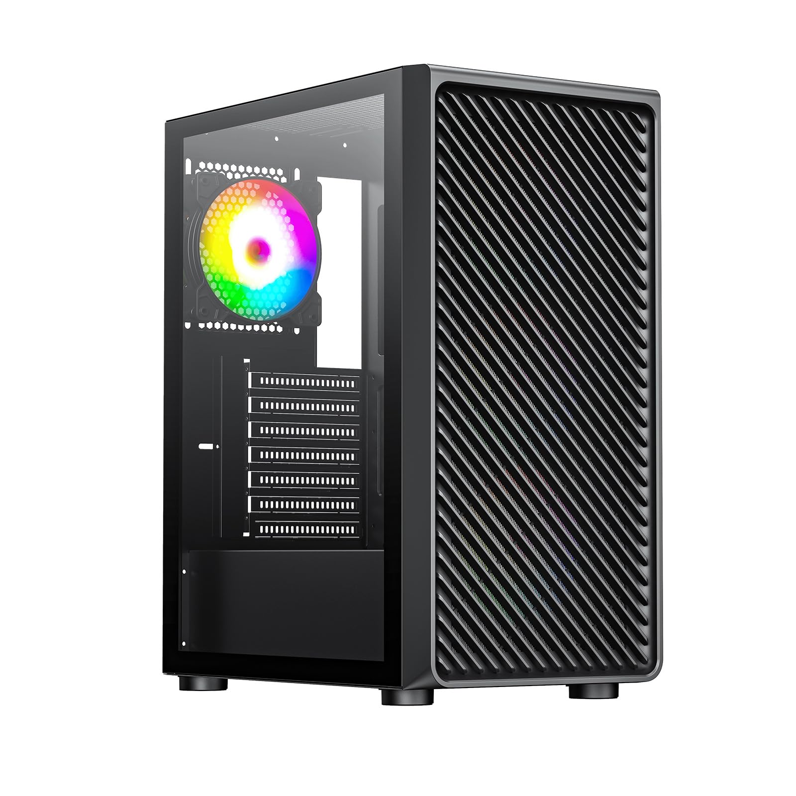 Raidmax Vector Series V211 Gaming Chassis   Pre Installed 4X Static Rgb Color Fans, Supports 240Mm Water Cooler And 310Mm Gpus,
