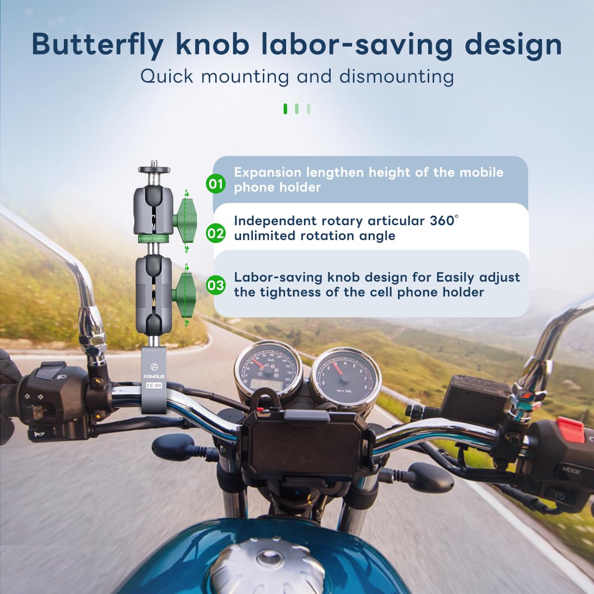 Fanaue Single Socket Arm With 1'' Ball Adapter Compatible With Ram Mounts B Size Double Socket Arm And Bike Motorcycle Phone Mou