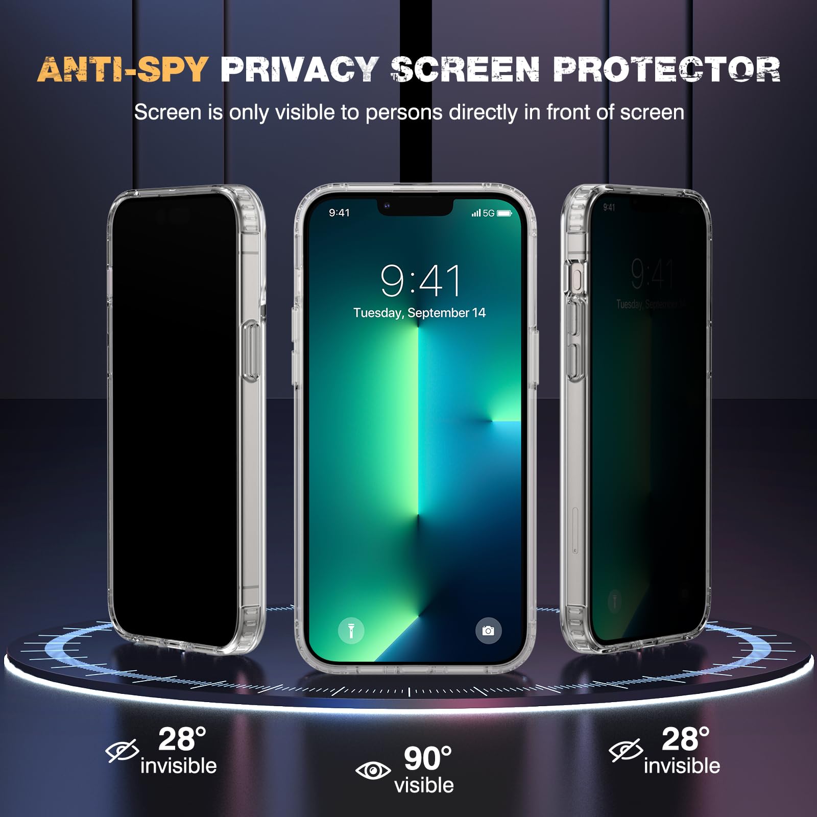 Diaclara Magnetic For Iphone 13 Pro Max Case, [With Privacy Screen Protector] [Anti Spy] [Military Grade Drop Protection] Heavy