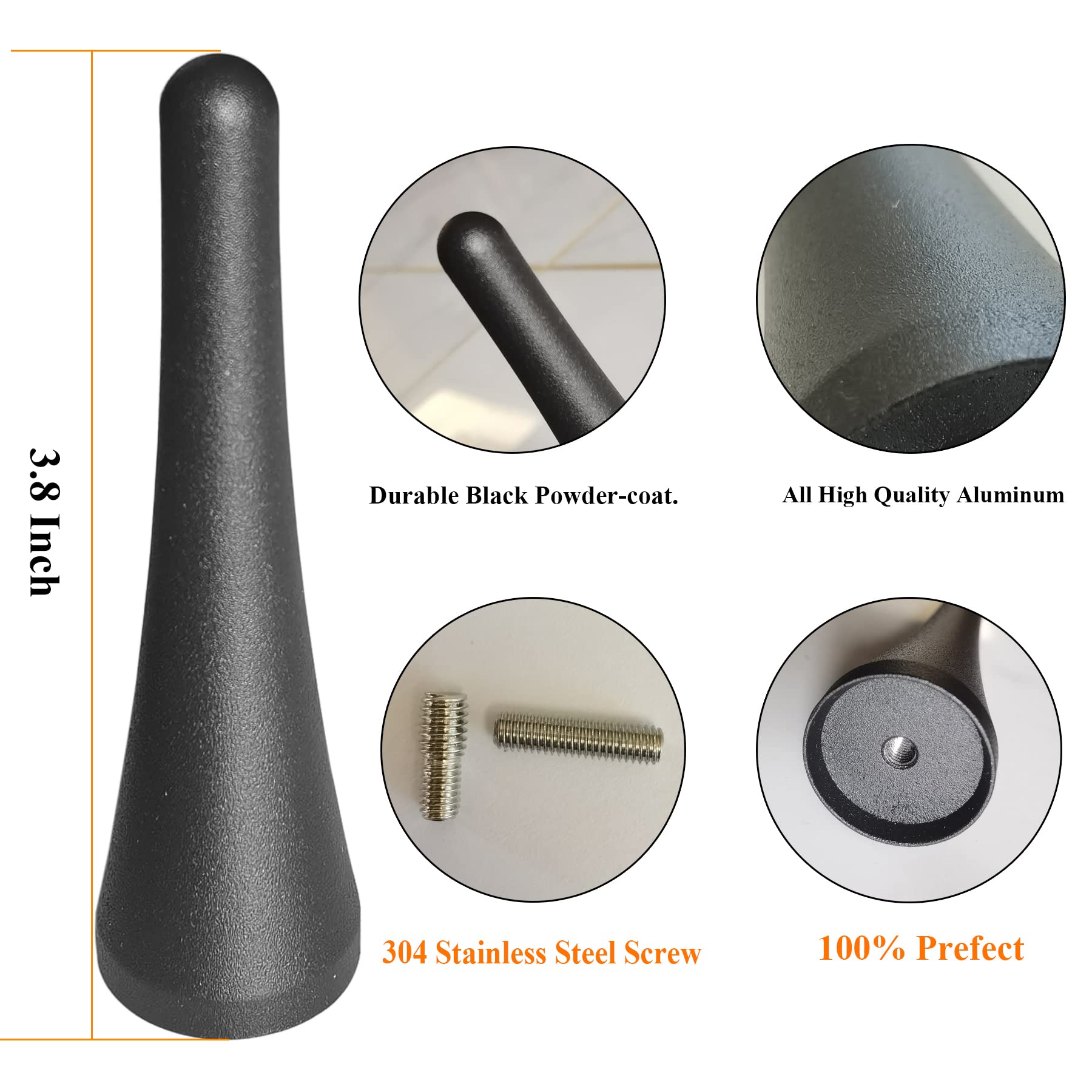 3.8 Inch Stubby Aluminum Antenna For Ford Mustang Convertibles (2015 2023), Ford Mustang Antenna Replacement Mast