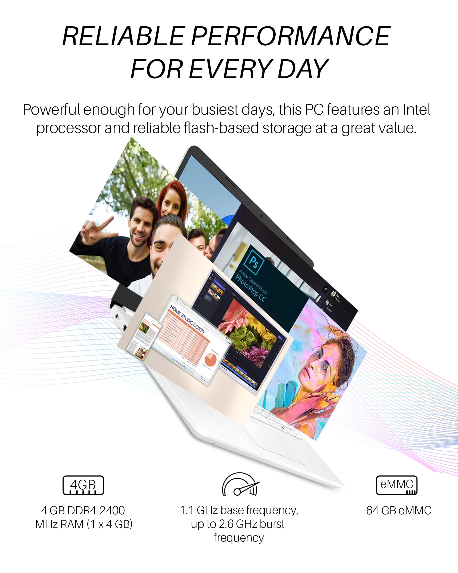 Hp 14 Inch Laptop Computer, Intel Quad Core N4120 Processor, 4Gb Ram, 128Gb Storage(64Gb Emmc+64Gb Micro Sd), Long Battery Life,