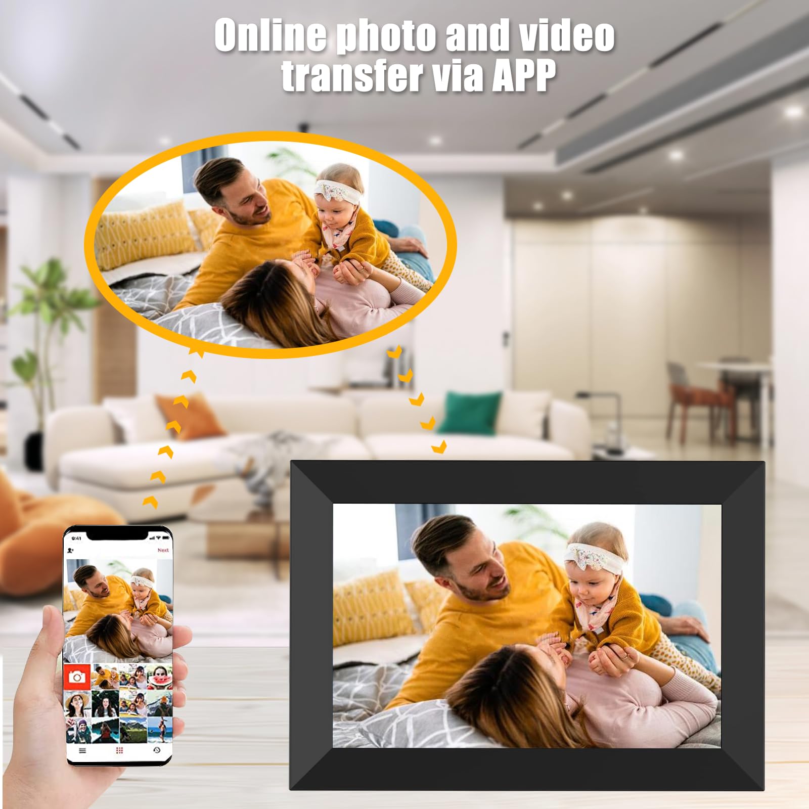 Digital Picture Frame Wifi 10.1 Inch Smart Digital Photo Frame With 1280X800 Ips Hd Touch Screen, Auto Rotate And Slideshow, Eas